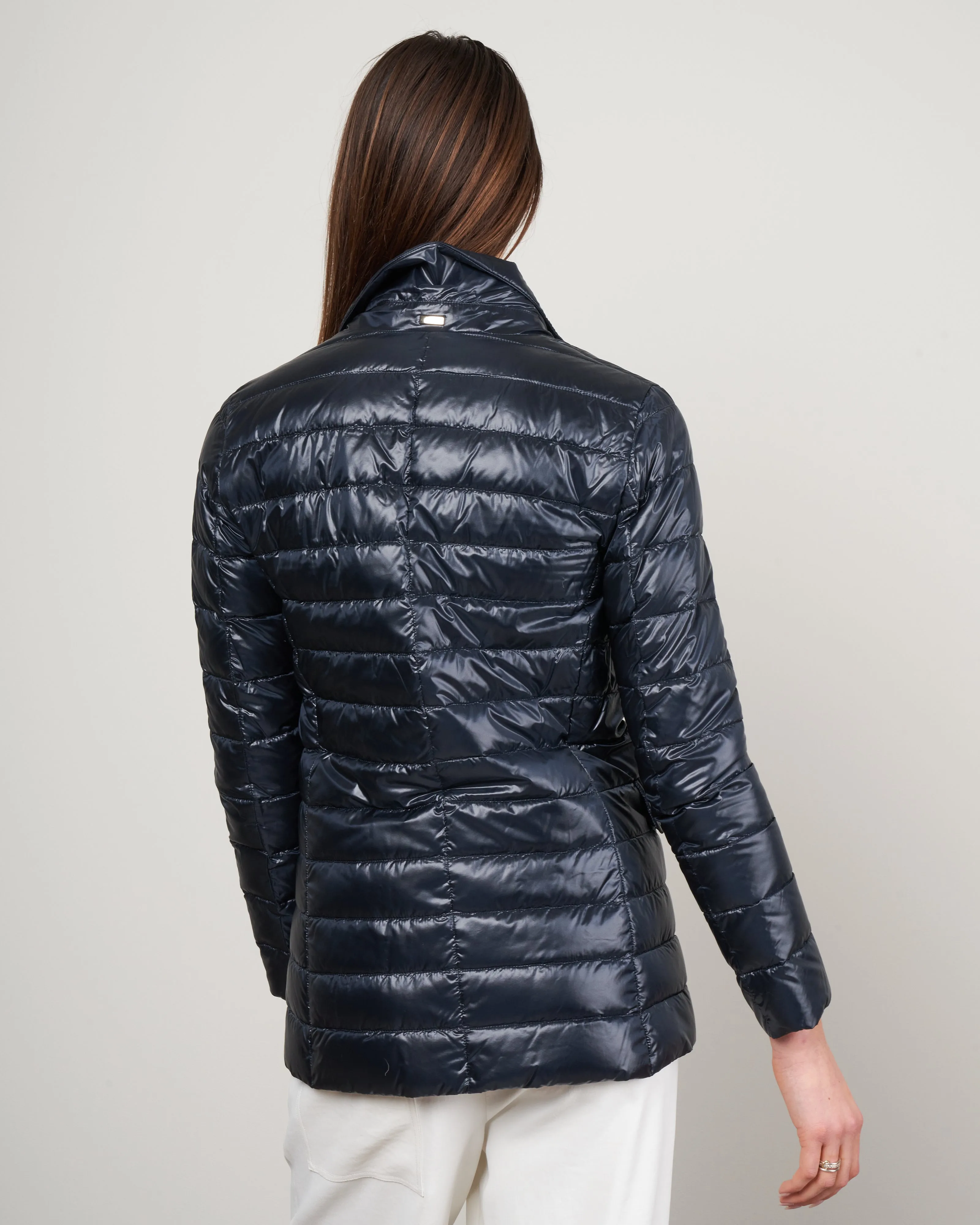 nylon ultralight boyfriend down blazer - navy