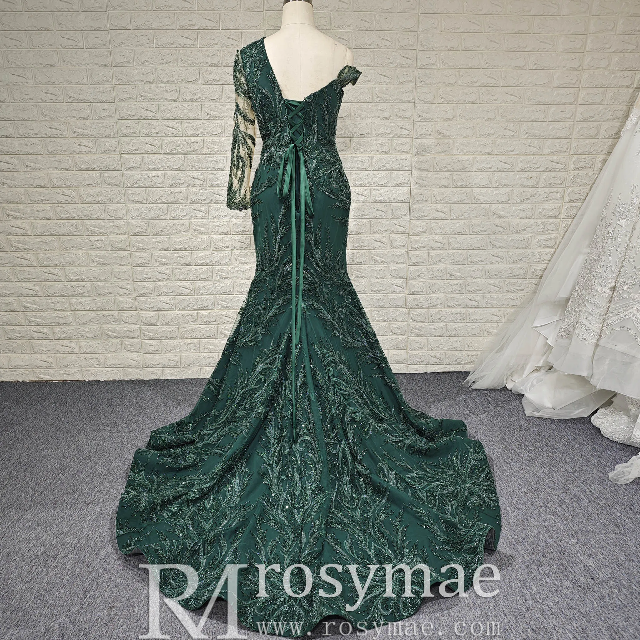 One-Shoulder Formal Gowns Single Long Sleeve Party Dresses