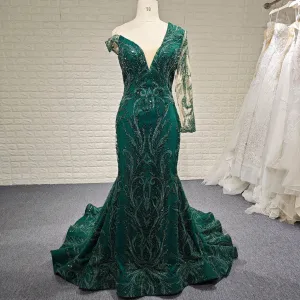 One-Shoulder Formal Gowns Single Long Sleeve Party Dresses