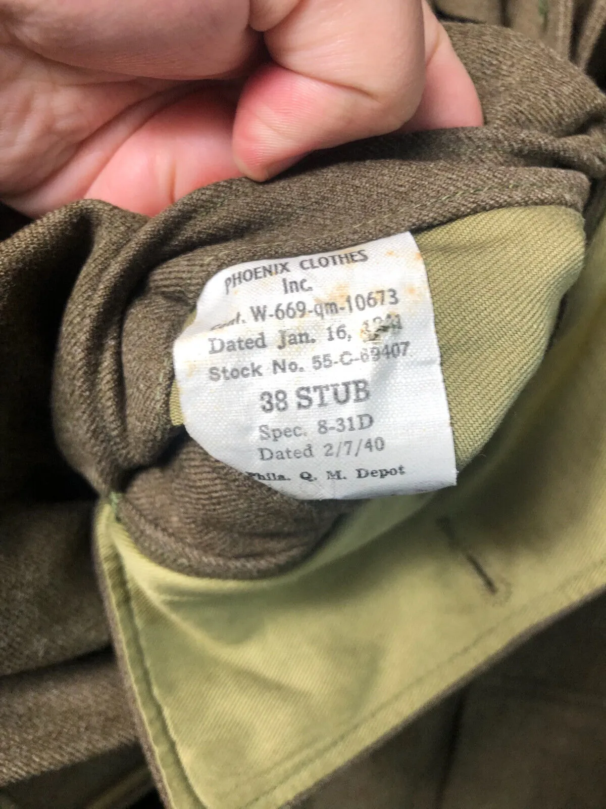 Original WW2 US Army Class A Dress Jacket 1941 - Private Ryan Prop - 38" STUB