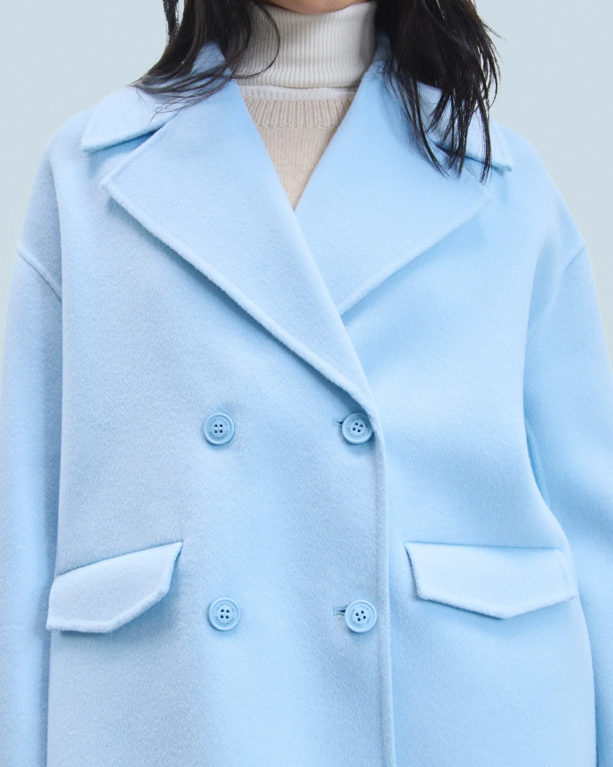 Outerwear Caban Jacket (H24 / WOMEN / Baby Blue / 100% Merino Wool RWS)