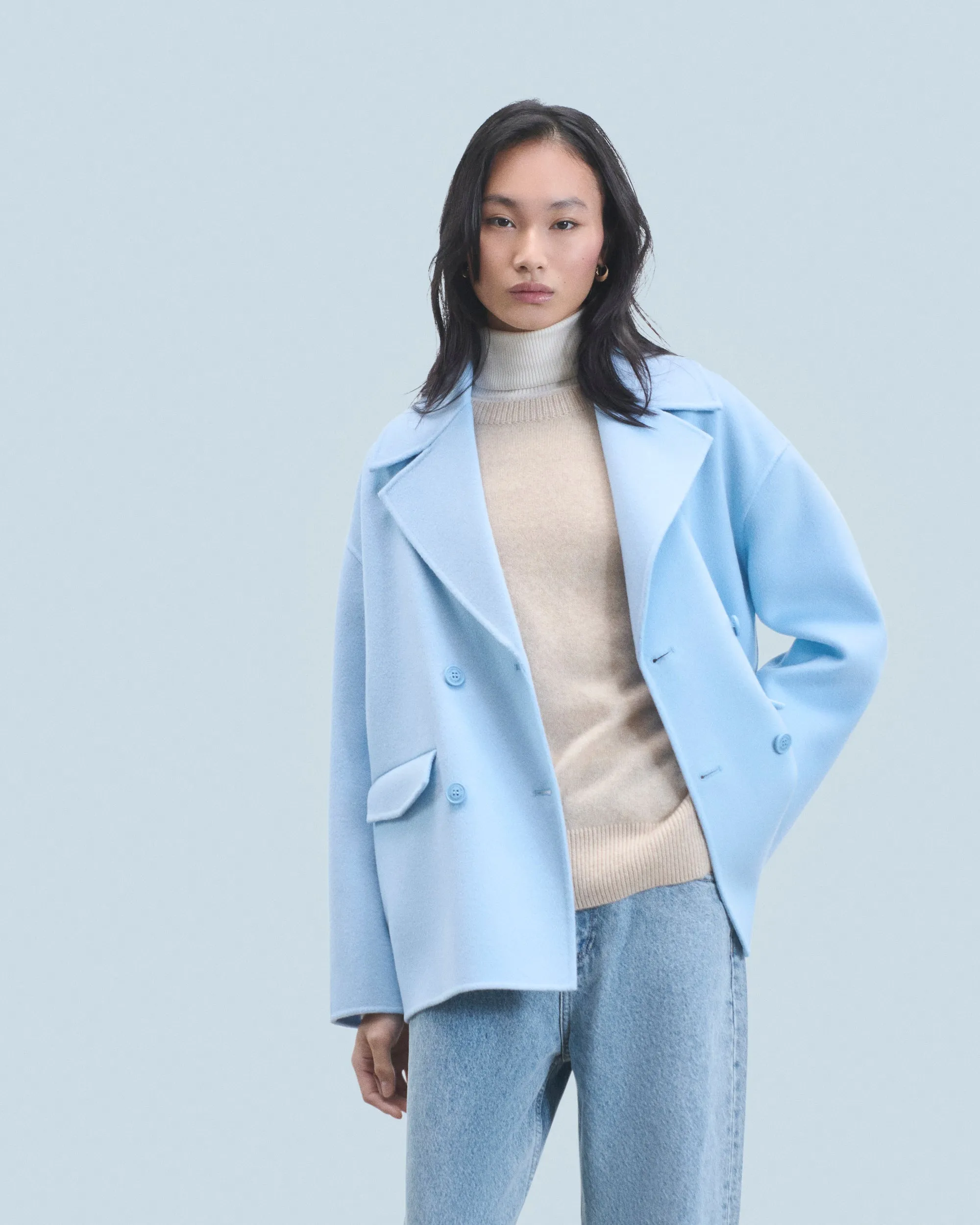 Outerwear Caban Jacket (H24 / WOMEN / Baby Blue / 100% Merino Wool RWS)