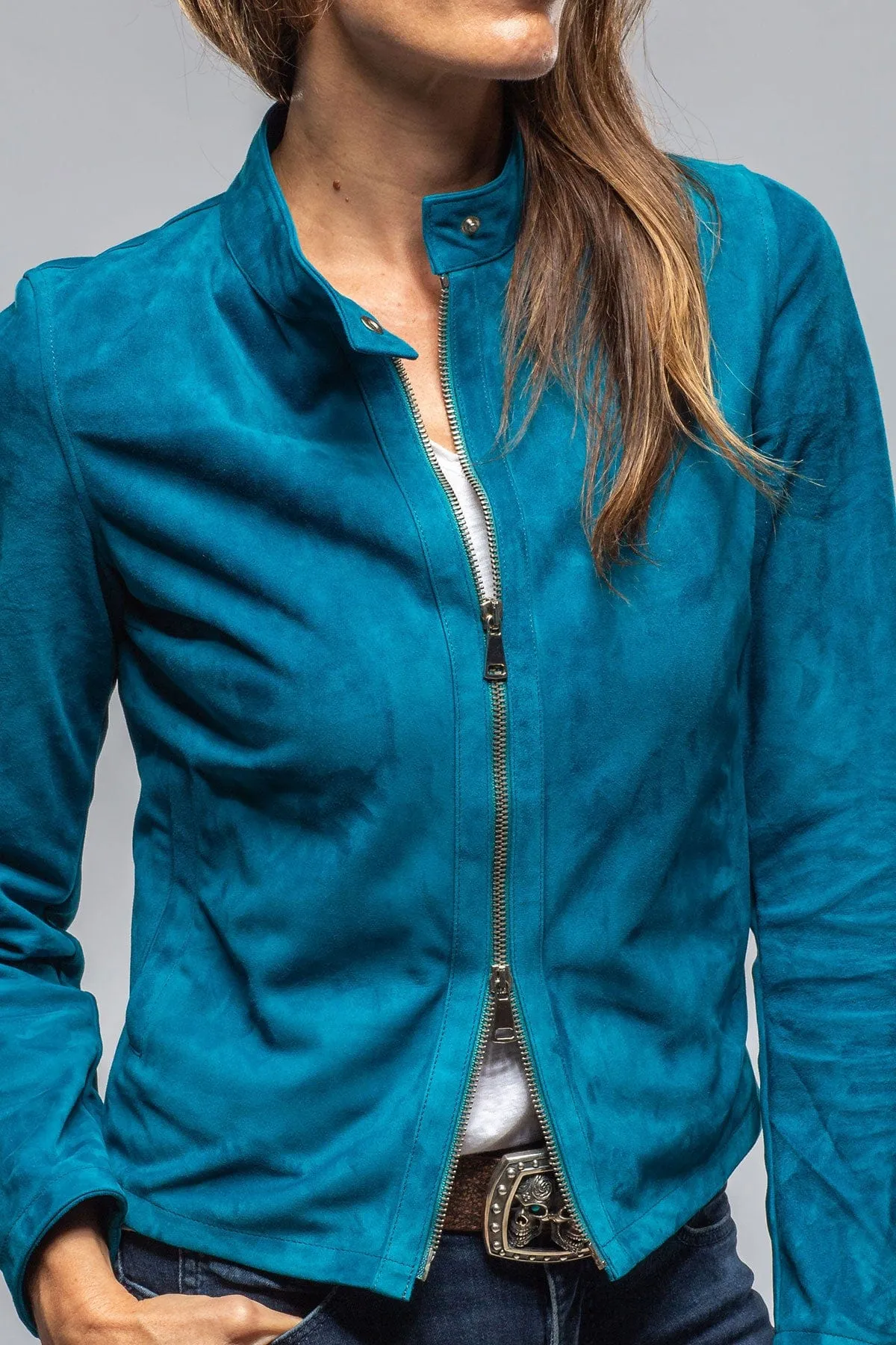 Parigi Suede Jacket In Teal
