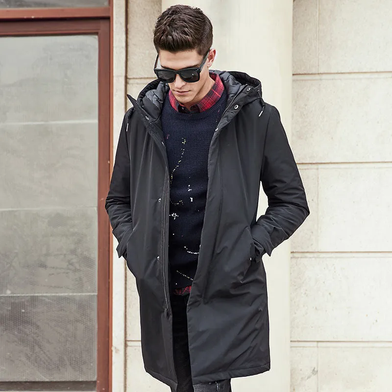 Pioneer Camp long thicken Jacket men brand clothing male cotton coat top black down Parkas men 611801