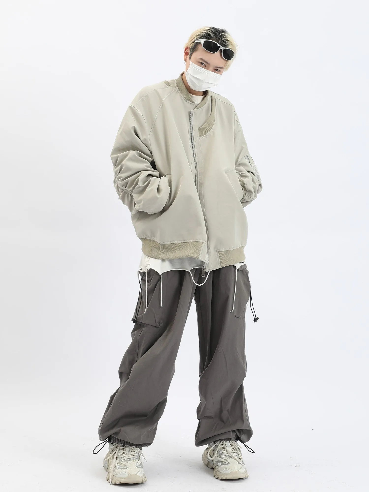 Pleated Bomber Jacket