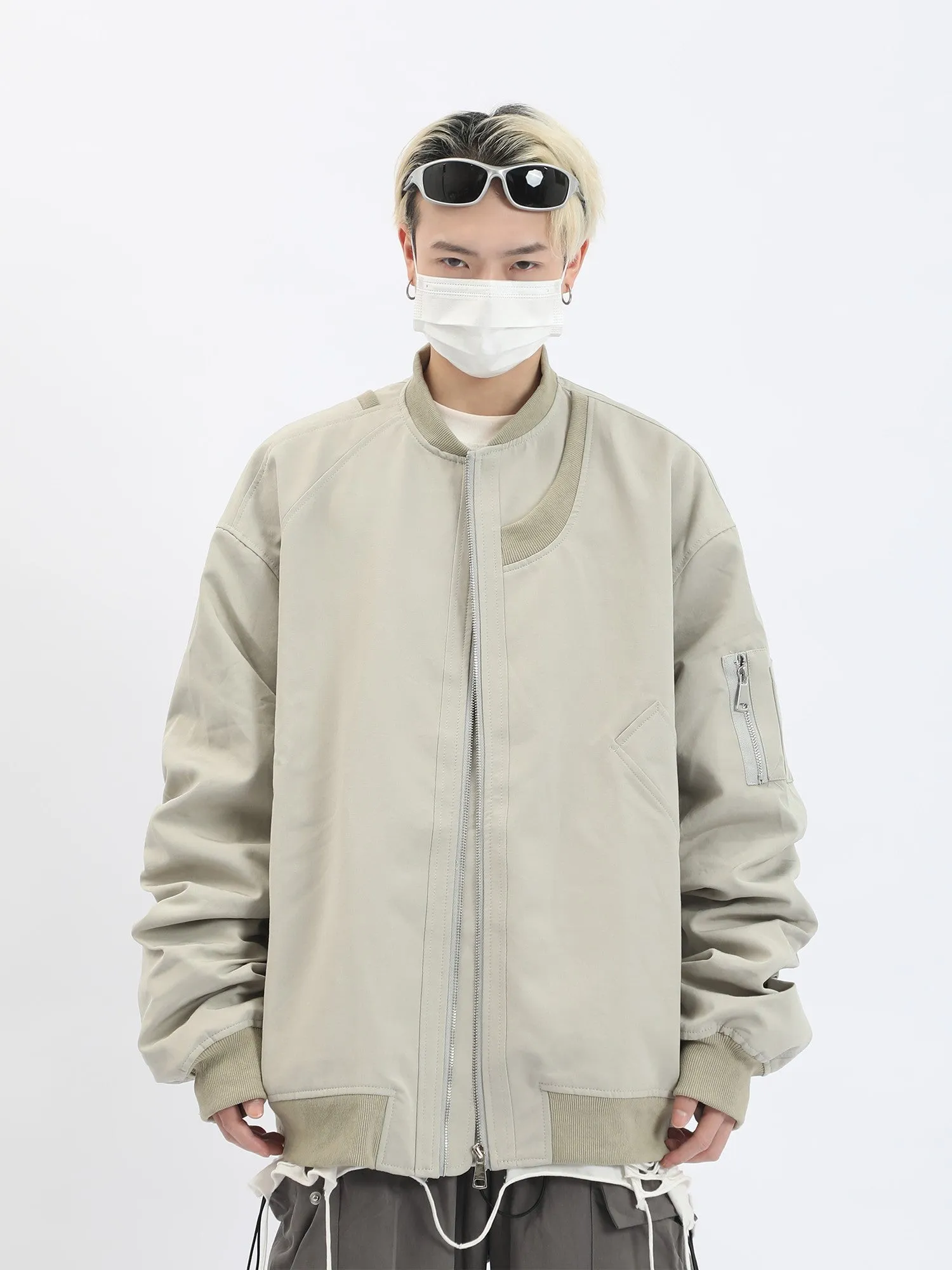 Pleated Bomber Jacket