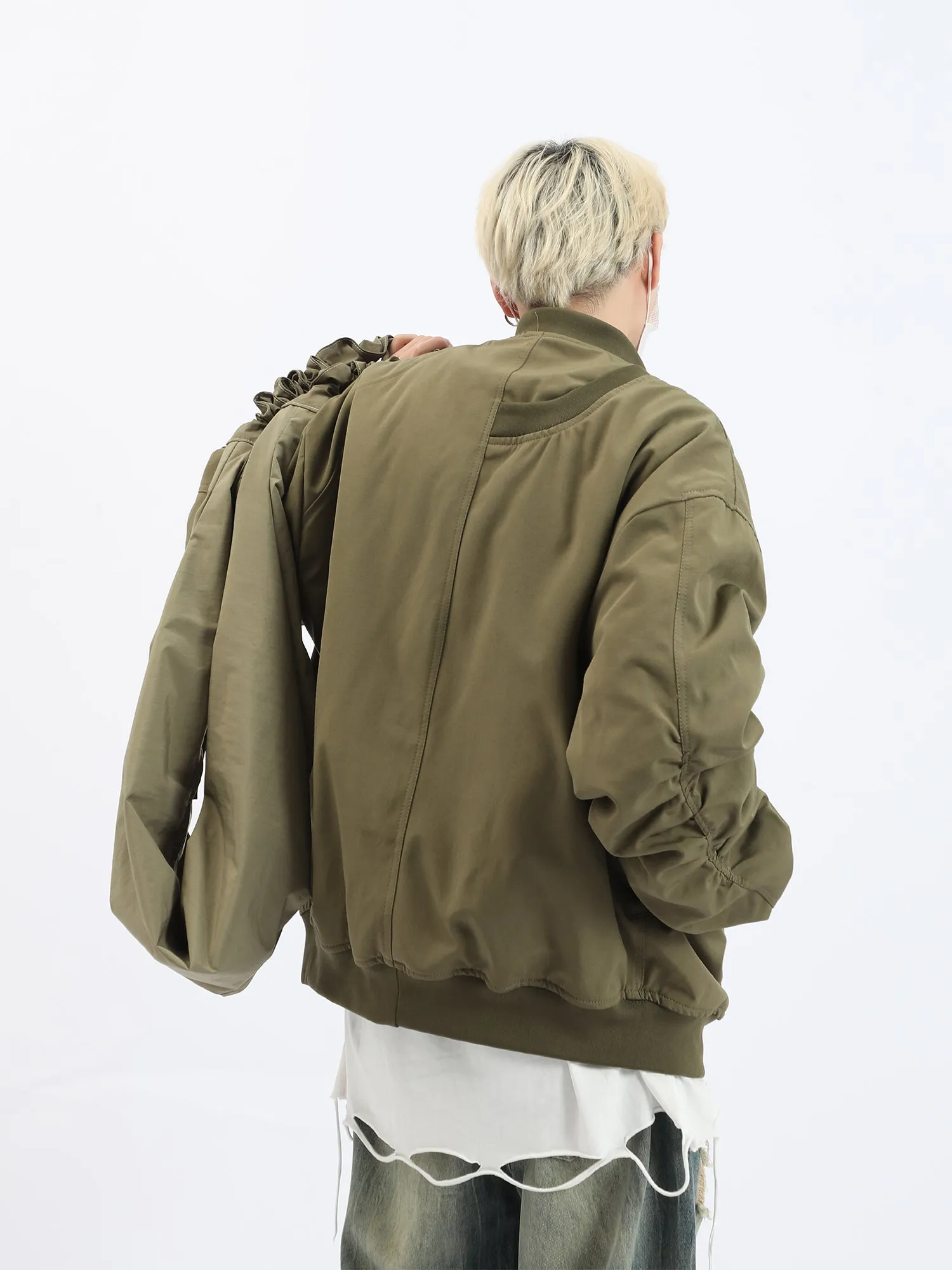 Pleated Bomber Jacket
