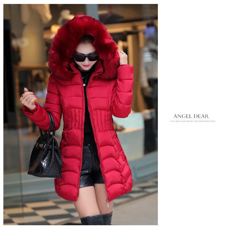Plus Size Warm Down & Parkas Long Sleeve Button Zipper Long Style Outwear Thick Winter Jacket Women Coat