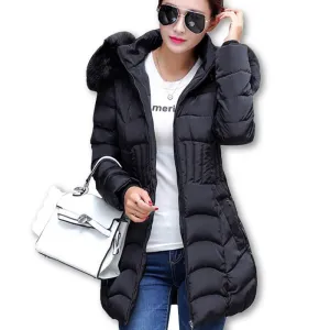Plus Size Warm Down & Parkas Long Sleeve Button Zipper Long Style Outwear Thick Winter Jacket Women Coat