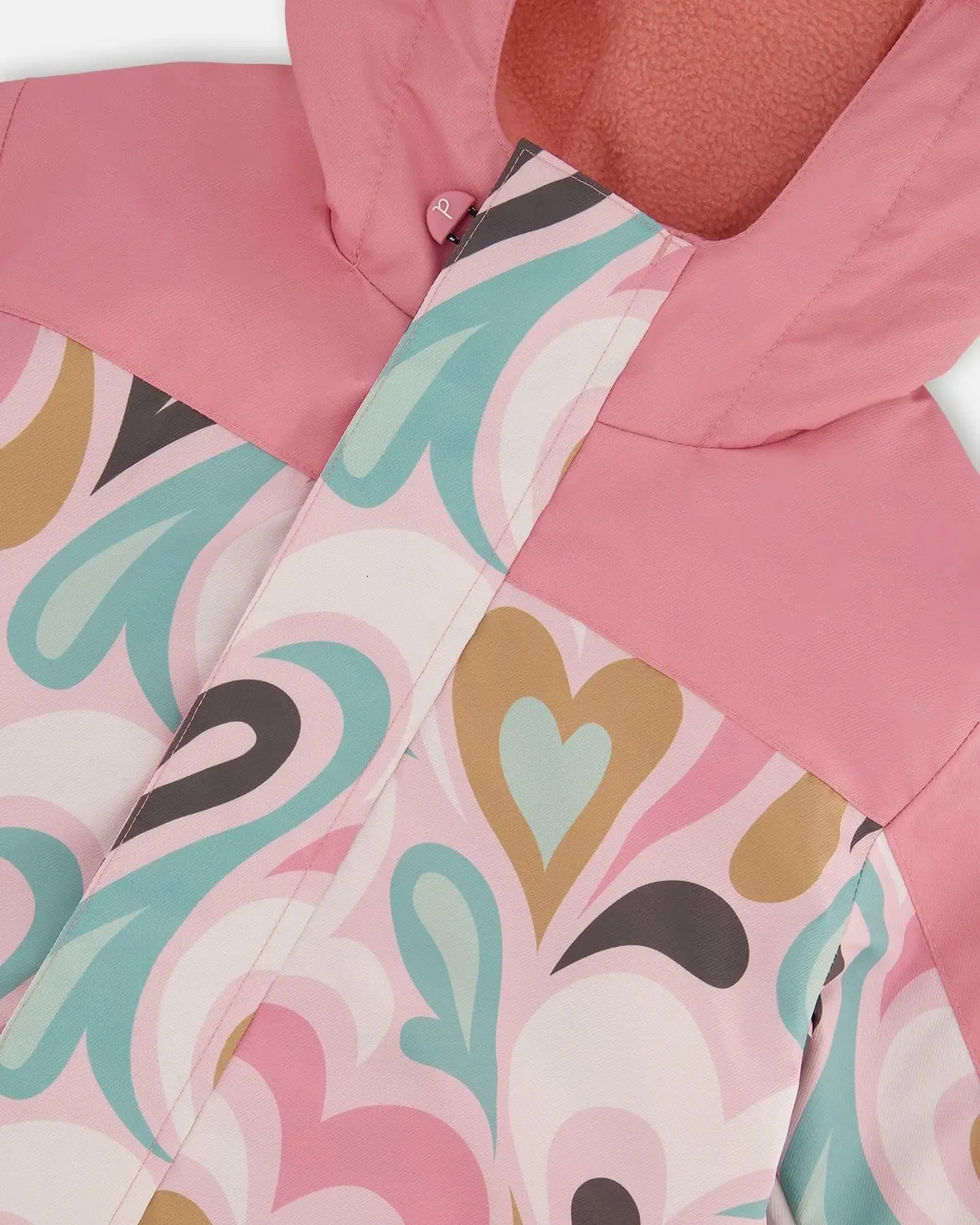 Printed Mid-Season One-Piece Outerwear Light Pink With Hearts