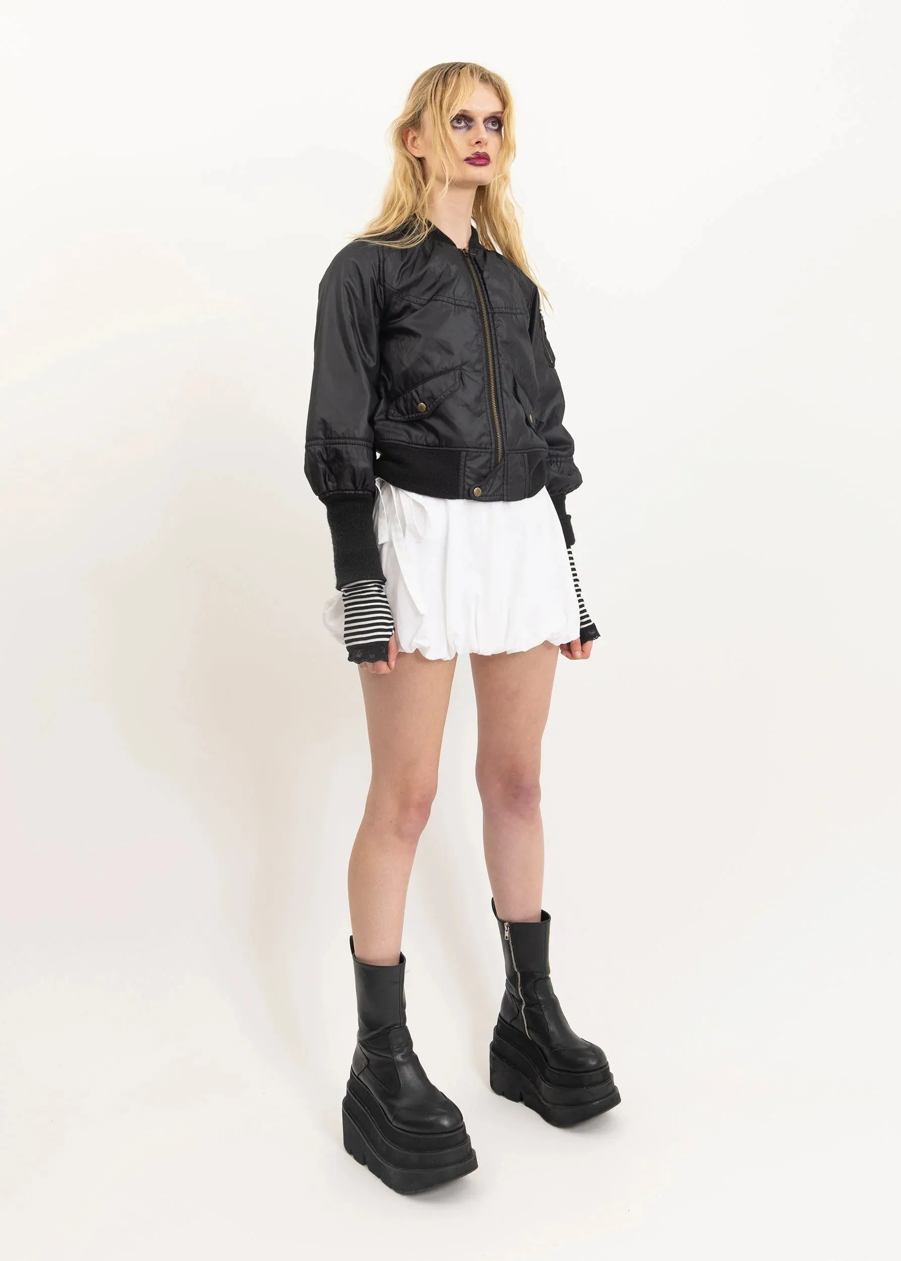 Puff sleeve bomber jacket
