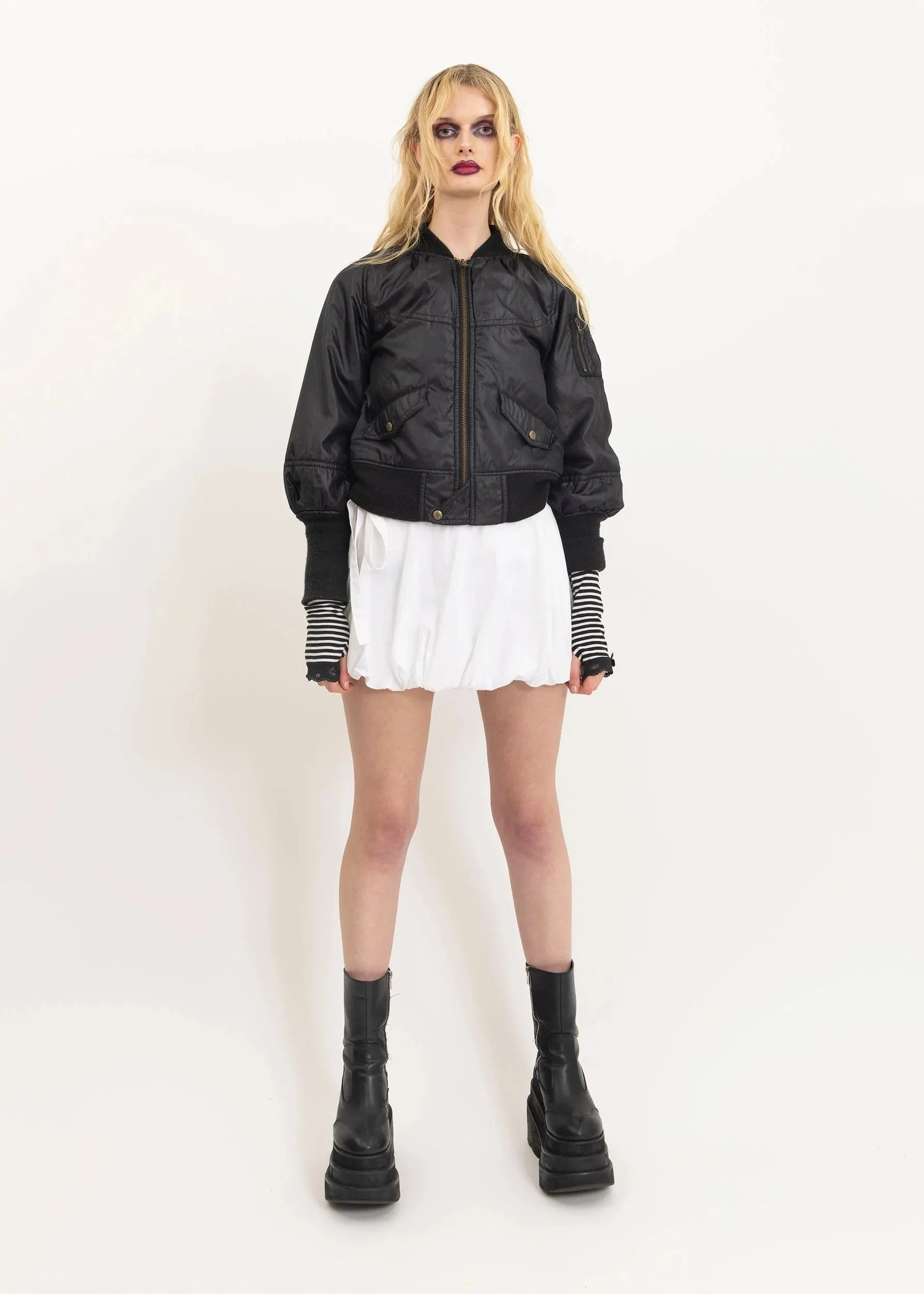 Puff sleeve bomber jacket