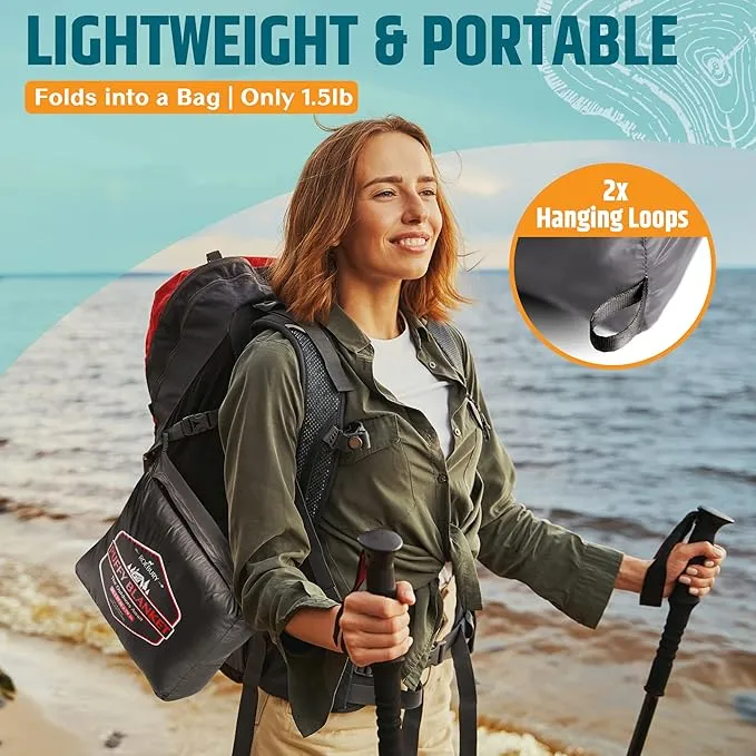 Puffy Camping Blanket Packable Vegan (Down Alternative) Compact Lightweight XL Blankets for Outdoor Cold Weather Backpacking Hiking Travel Stadium - Water-Resistant