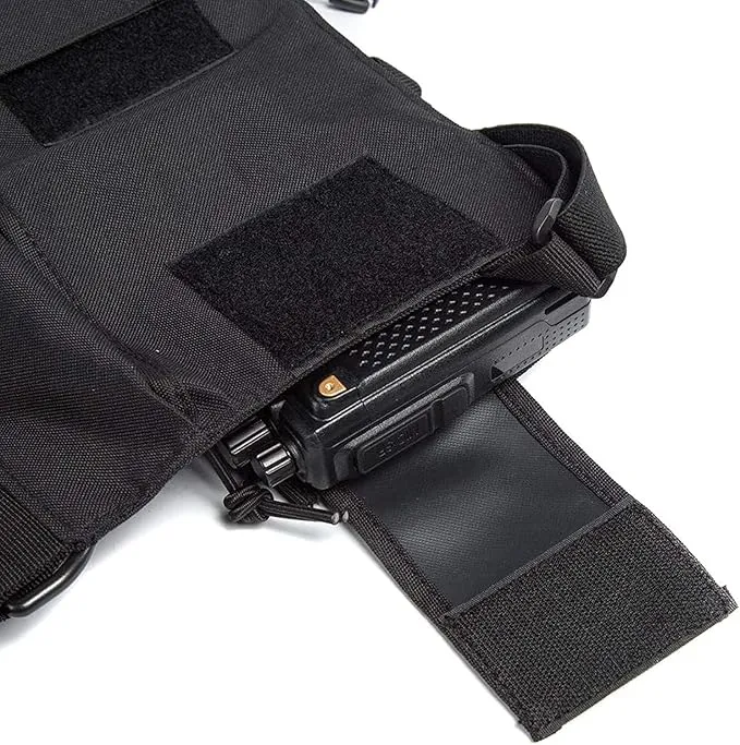 Radio Shoulder Holster Chest Harness Holder Vest Rig for Two Way Radio Chest Front Pack Pouch Walkie Talkie Case with Front Pouches for Kenwood Arcshell Retevis Baofeng UV-5R F8HP UV-82 888S (4Pack)