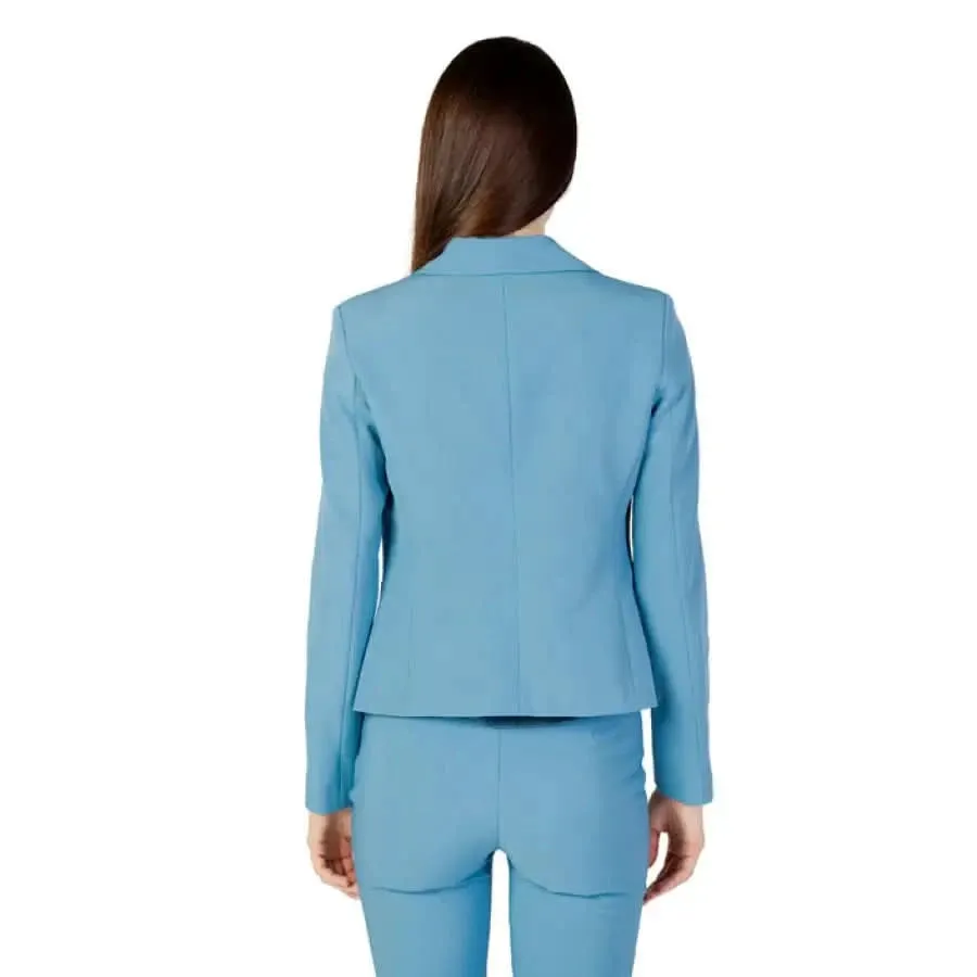 Rinascimento Turquoise Blazer with Button and Lapel Collar
