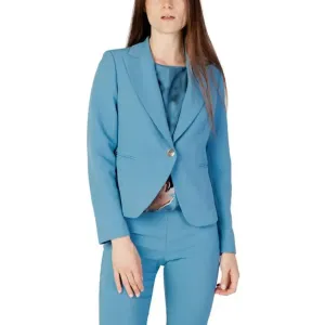 Rinascimento Turquoise Blazer with Button and Lapel Collar
