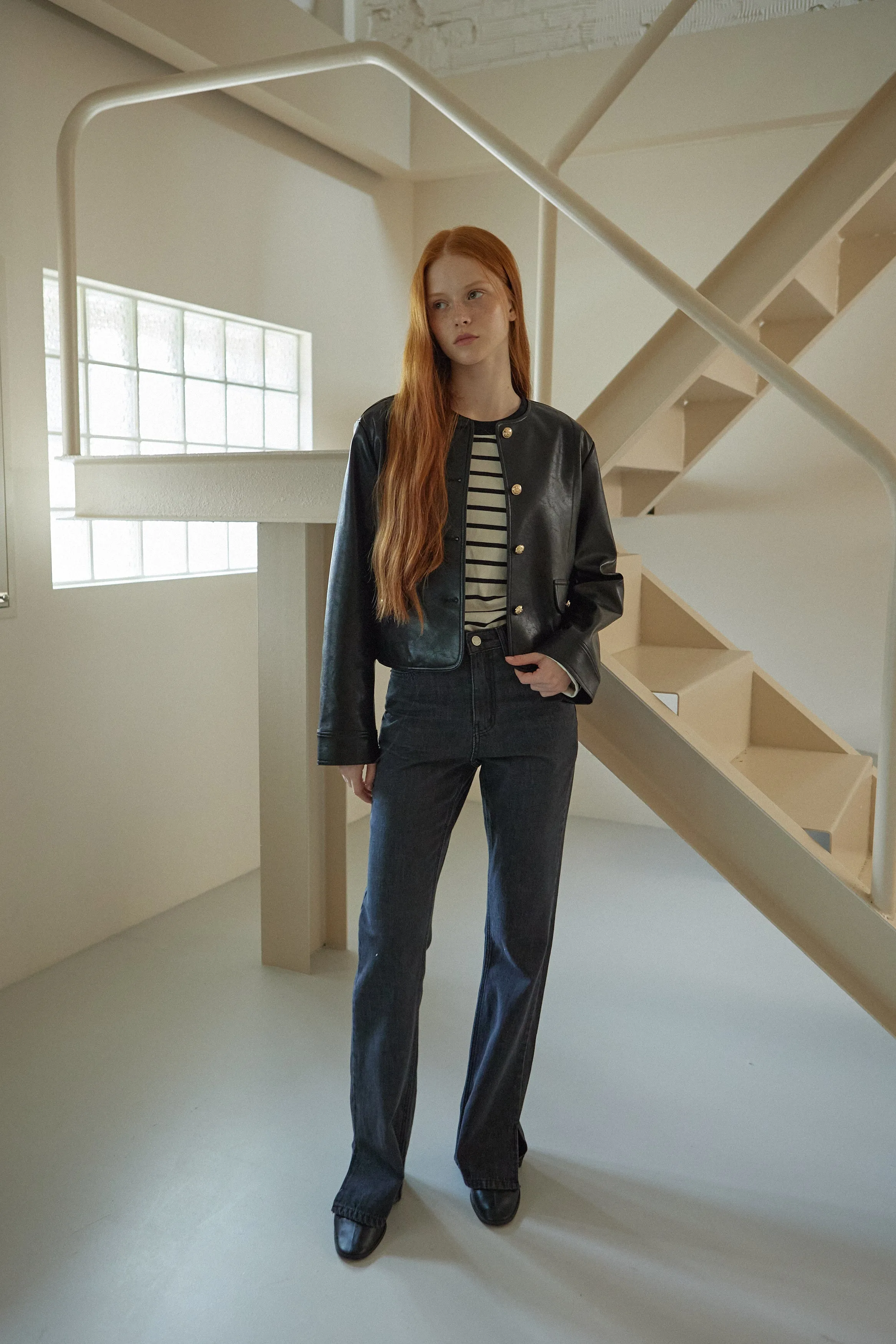 ROUND LEATHER JACKET_BLACK