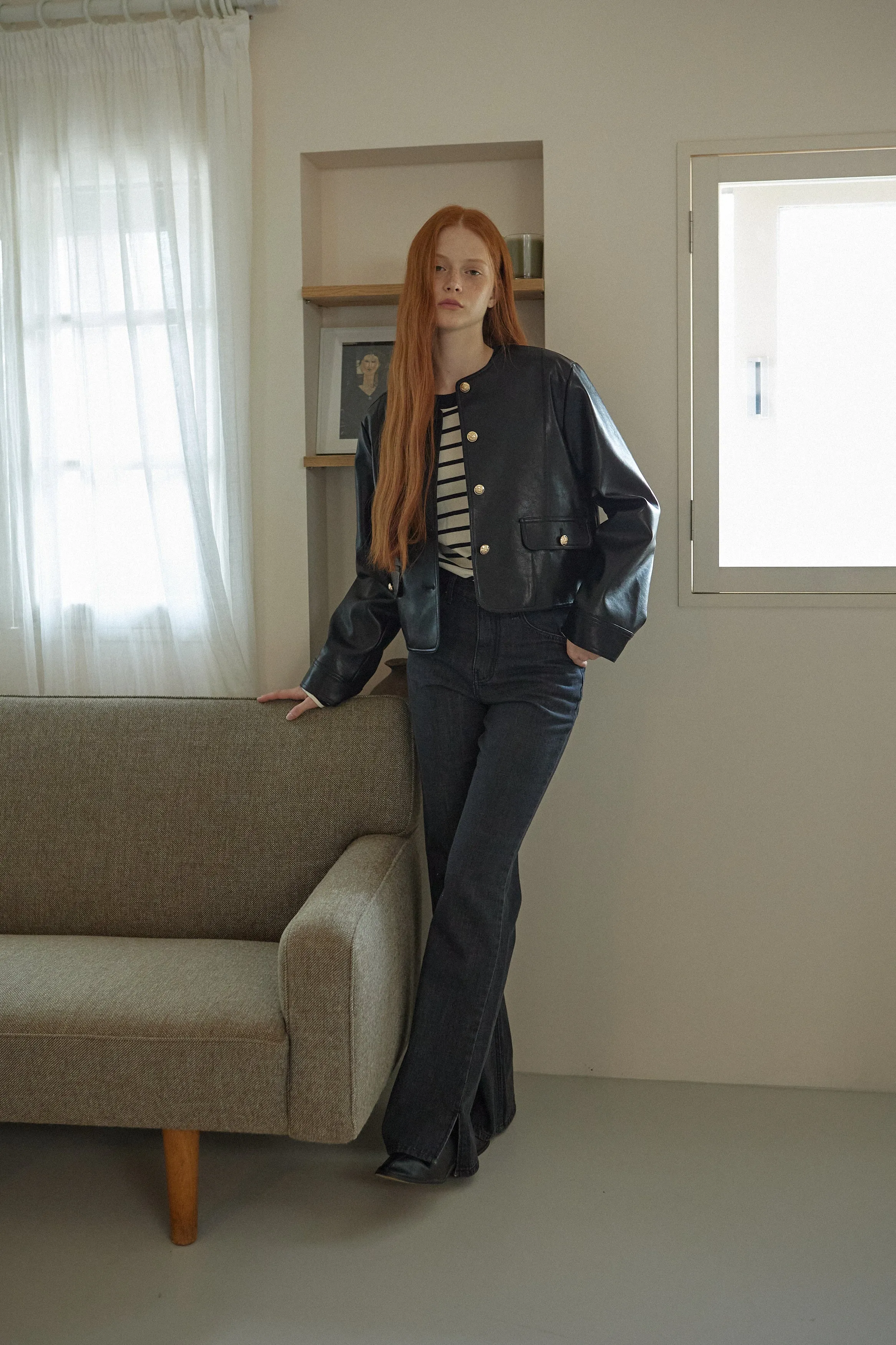 ROUND LEATHER JACKET_BLACK