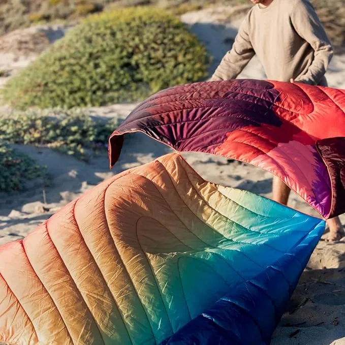 Rumpl Original Puffy Blanket - Warm Puffy Camping Blanket, 100% Recycled Polyester Insulation, Lightweight, Packable, Water-Resistant, Outdoor Puffer Blanket, 52"x75", Baja Fade