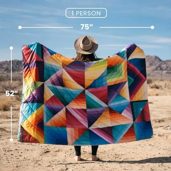 Rumpl Original Puffy Blanket - Warm Puffy Camping Blanket, 100% Recycled Polyester Insulation, Lightweight, Packable, Water-Resistant, Outdoor Puffer Blanket, 52"x75", Easy Rider