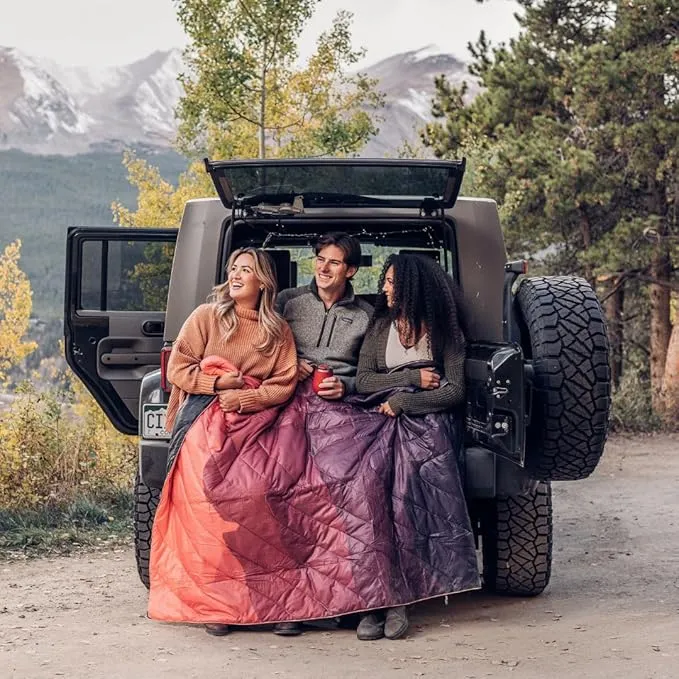 Rumpl Original Puffy Blanket - Warm Puffy Camping Blanket, 100% Recycled Polyester Insulation, Lightweight, Packable, Water-Resistant, Outdoor Puffer Blanket, 52"x75", Easy Rider