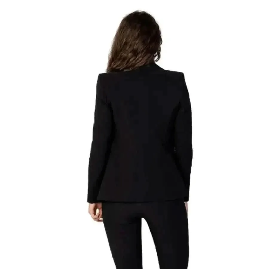 Sandro Ferrone Black Blazer for Women with Lapel Collar