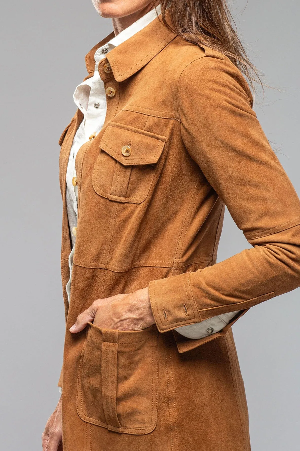 Savannah Long Leather Tunic In Tobacco