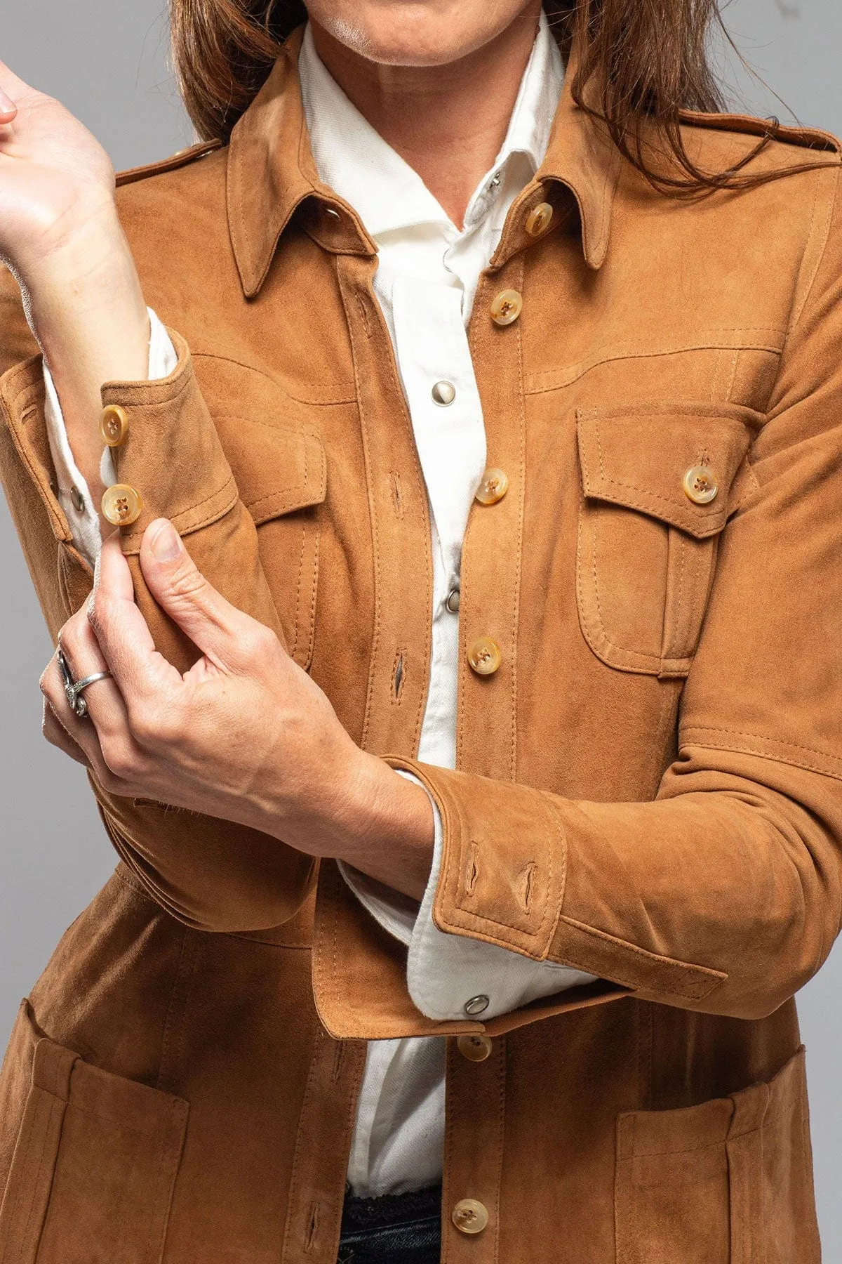 Savannah Long Leather Tunic In Tobacco