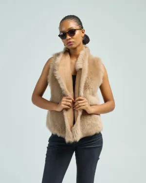 shearling and hand knit gilet