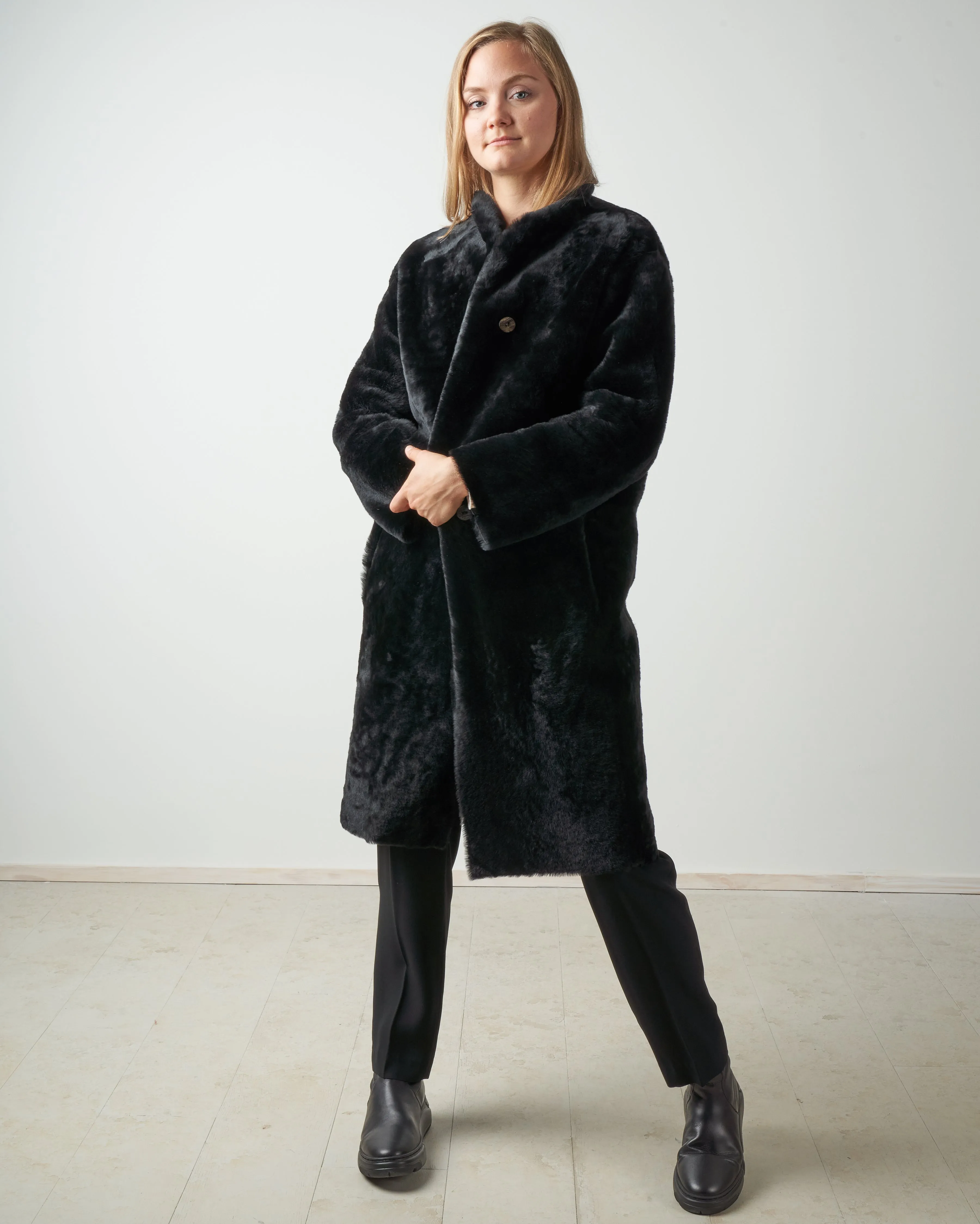 shearling coat merinillo - black