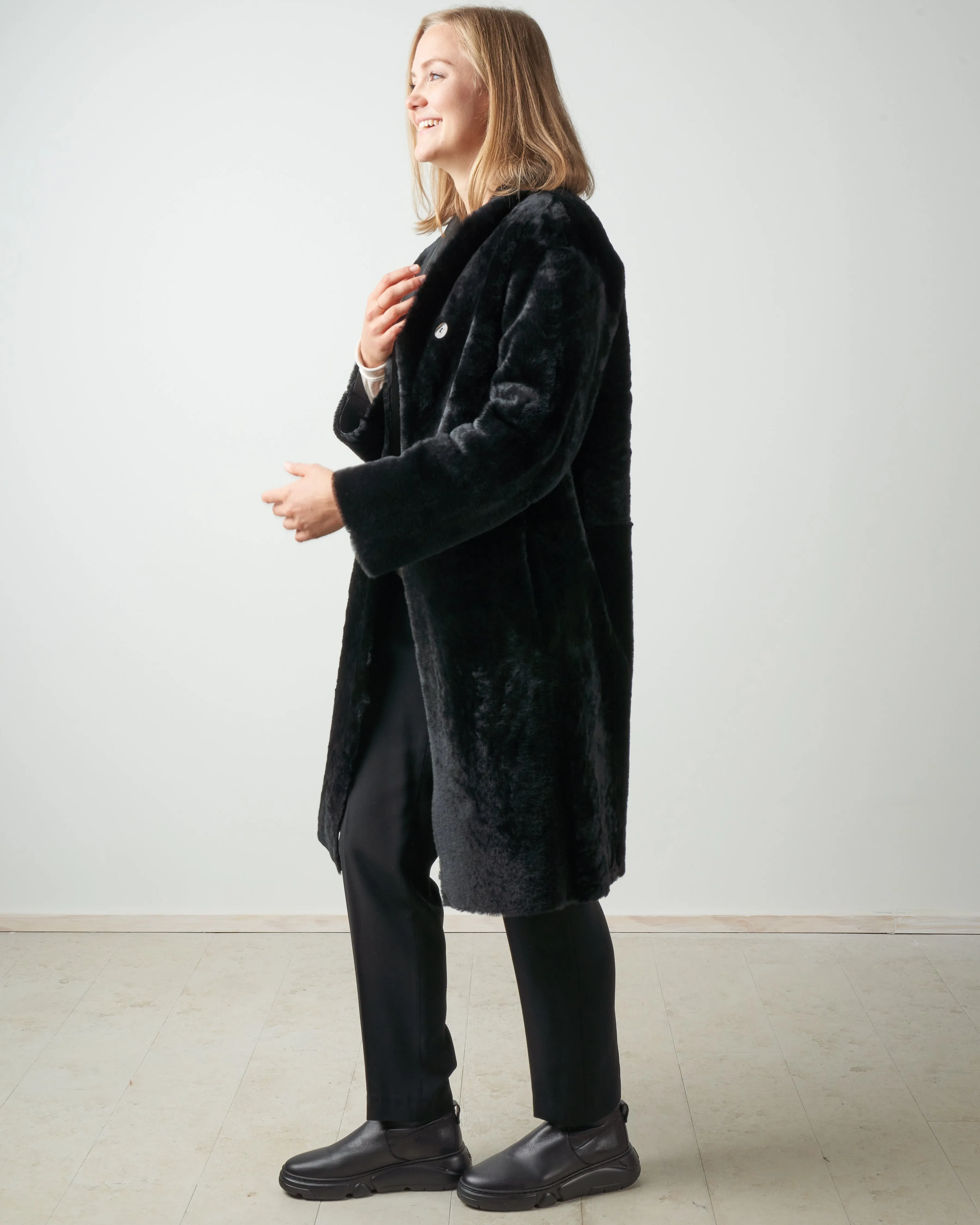shearling coat merinillo - black