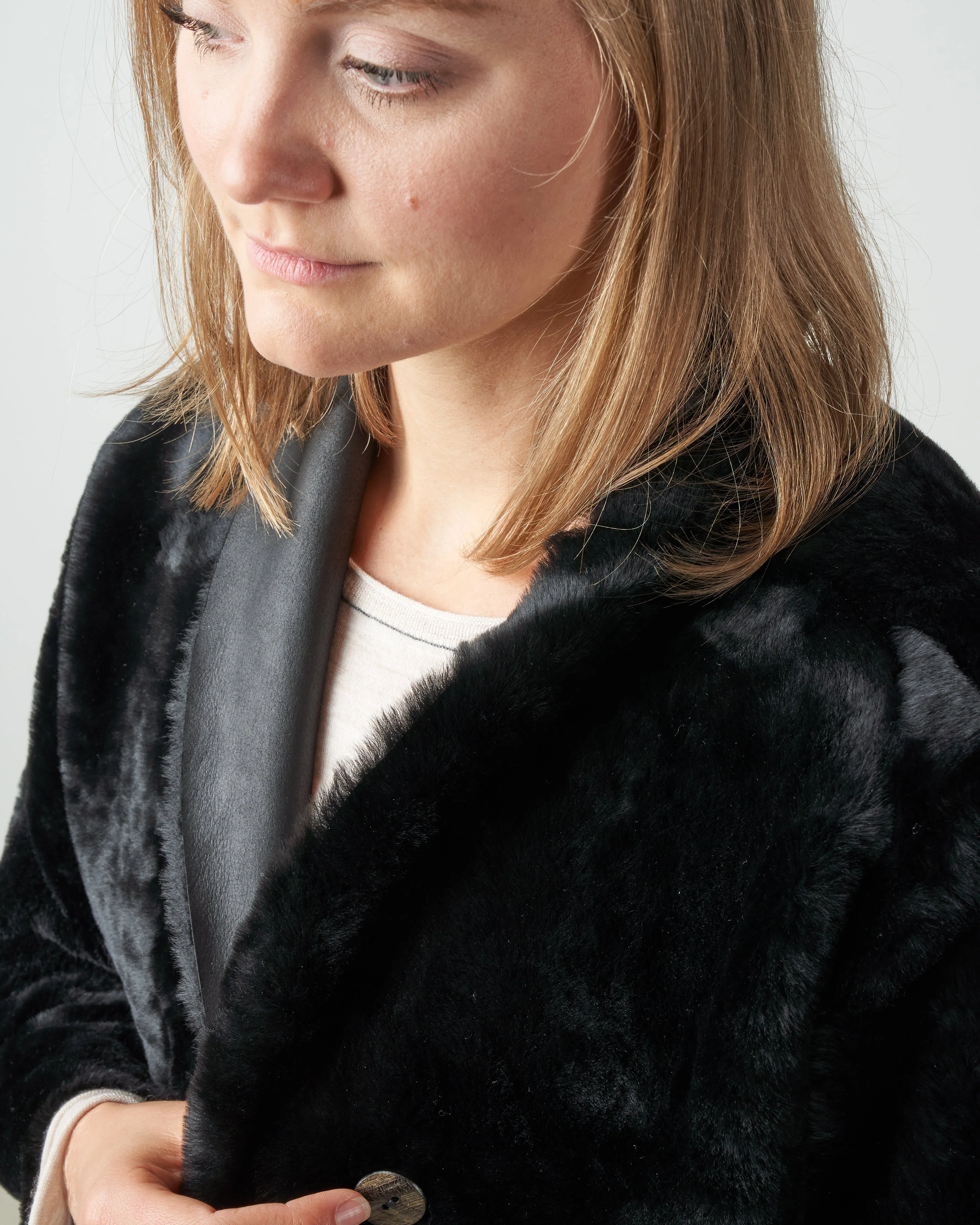 shearling coat merinillo - black