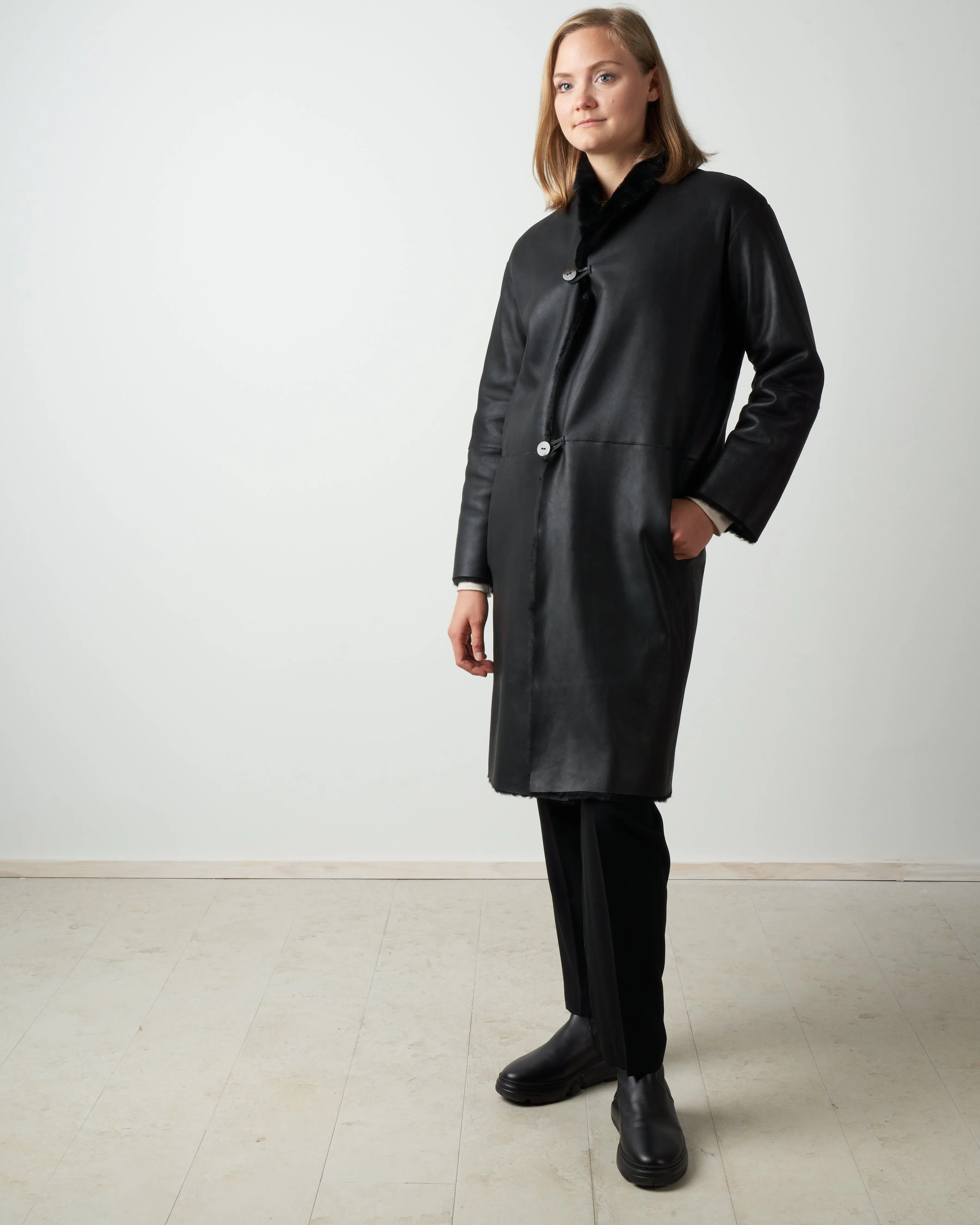 shearling coat merinillo - black