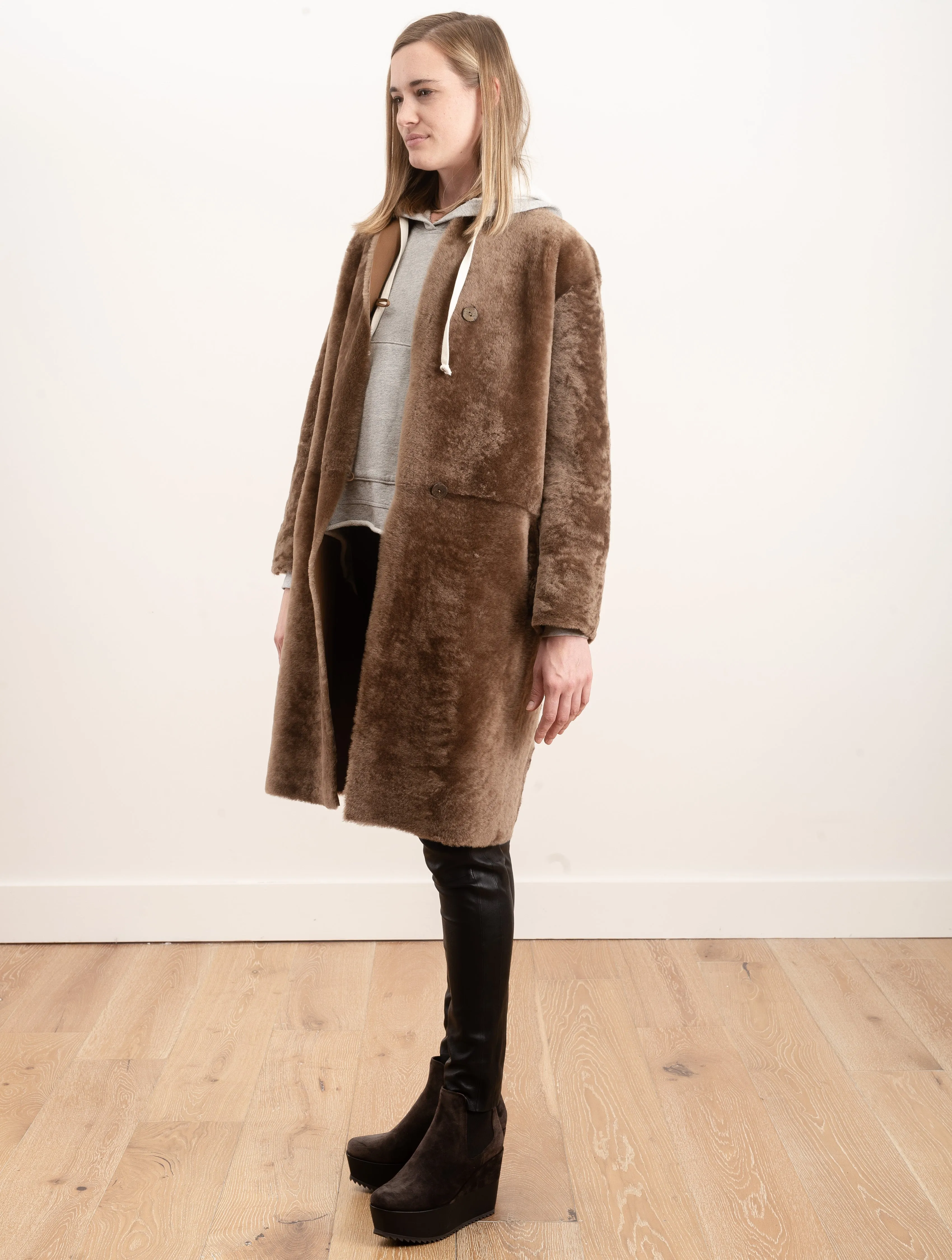 shearling coat merinillo - walnut