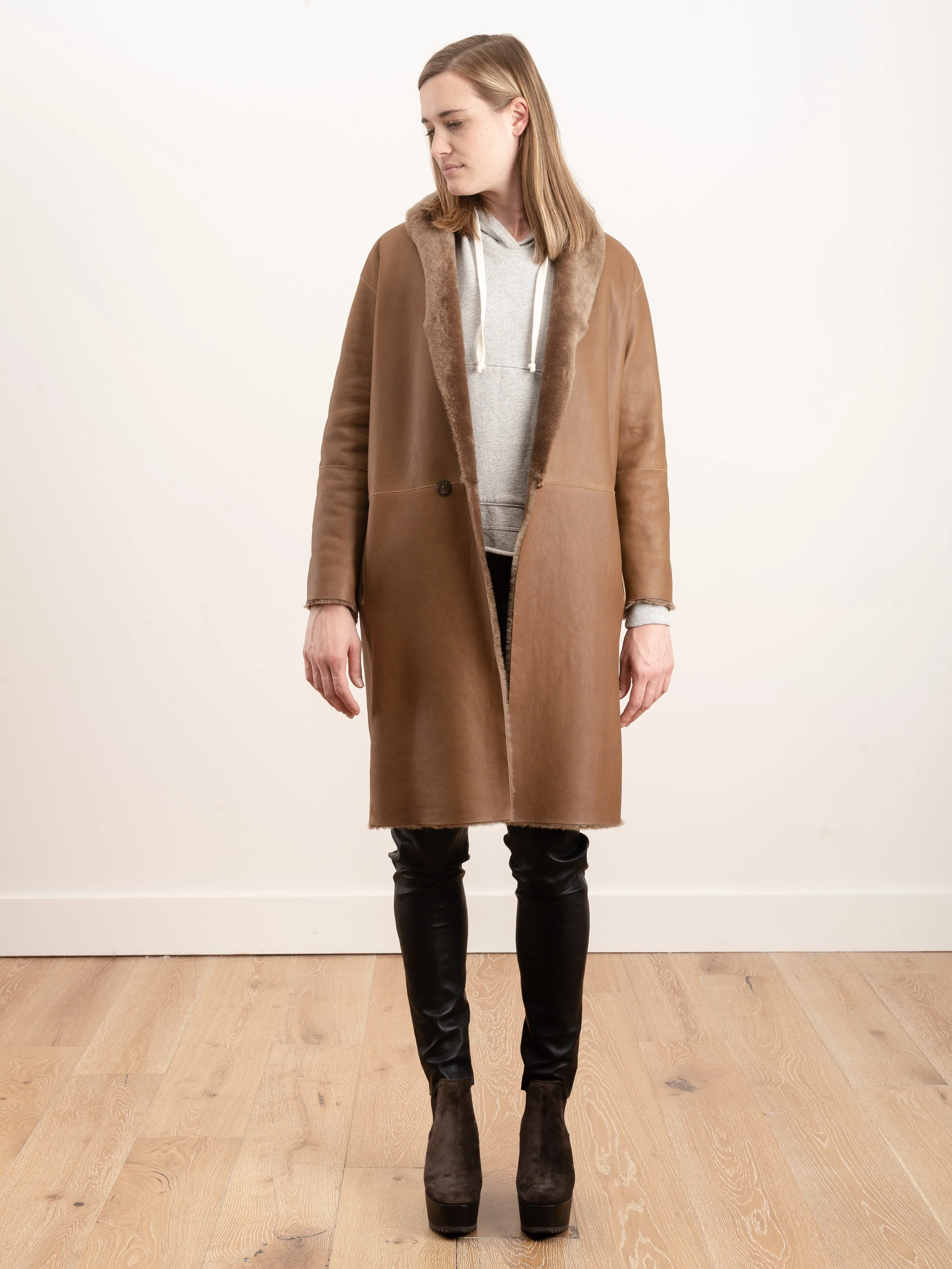 shearling coat merinillo - walnut