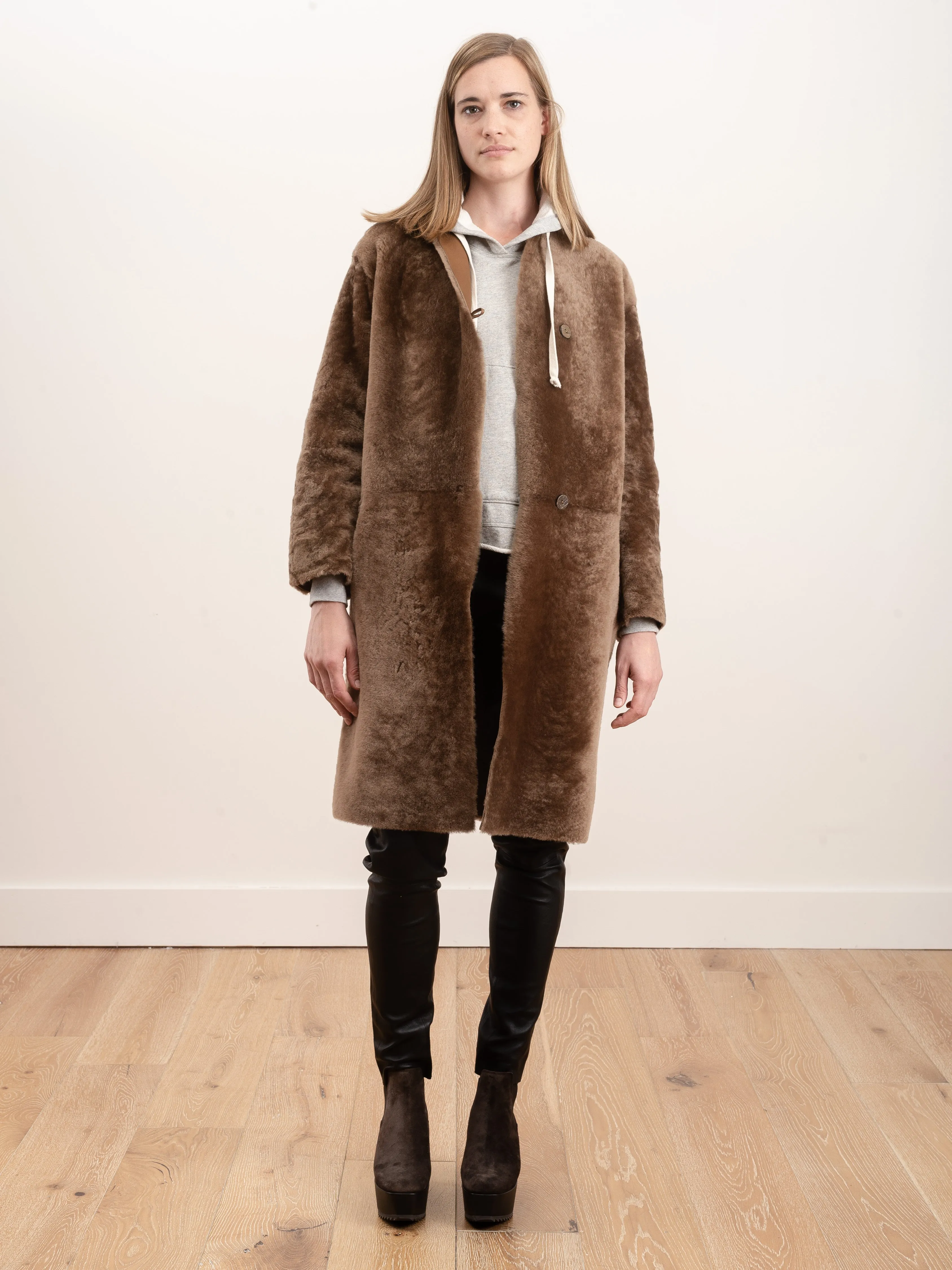 shearling coat merinillo - walnut
