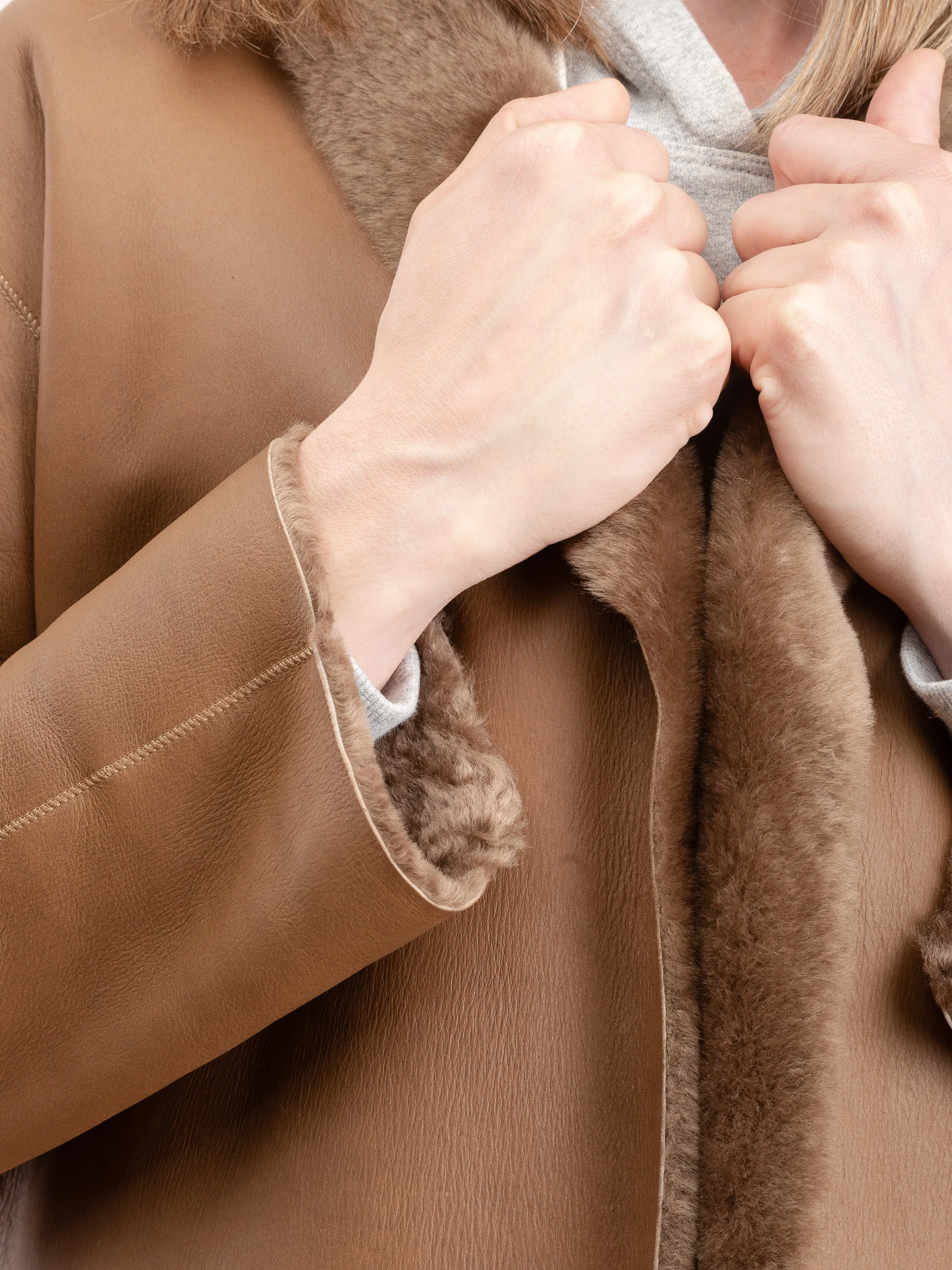 shearling coat merinillo - walnut