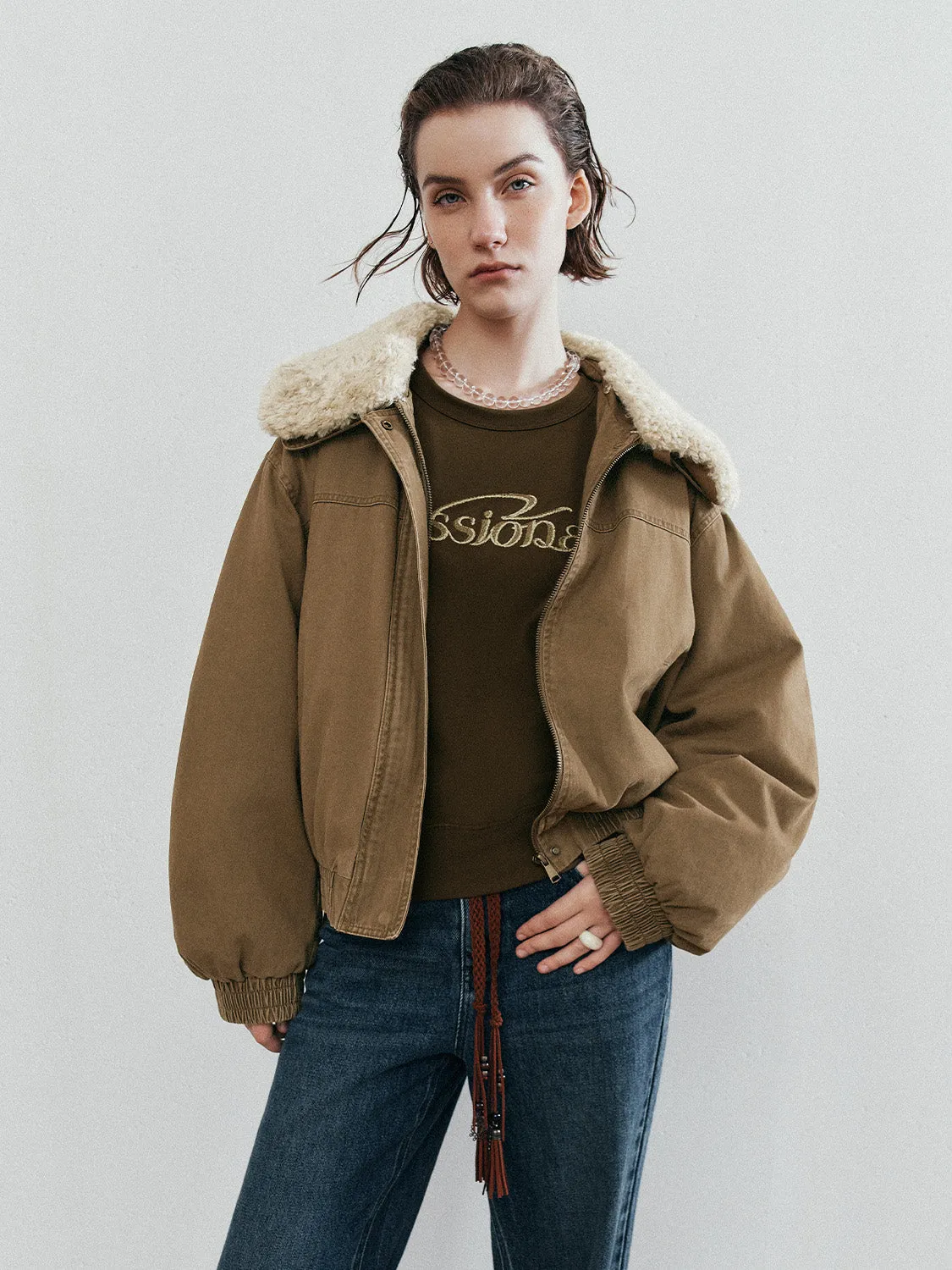 Sherpa Lapel Down Outerwear