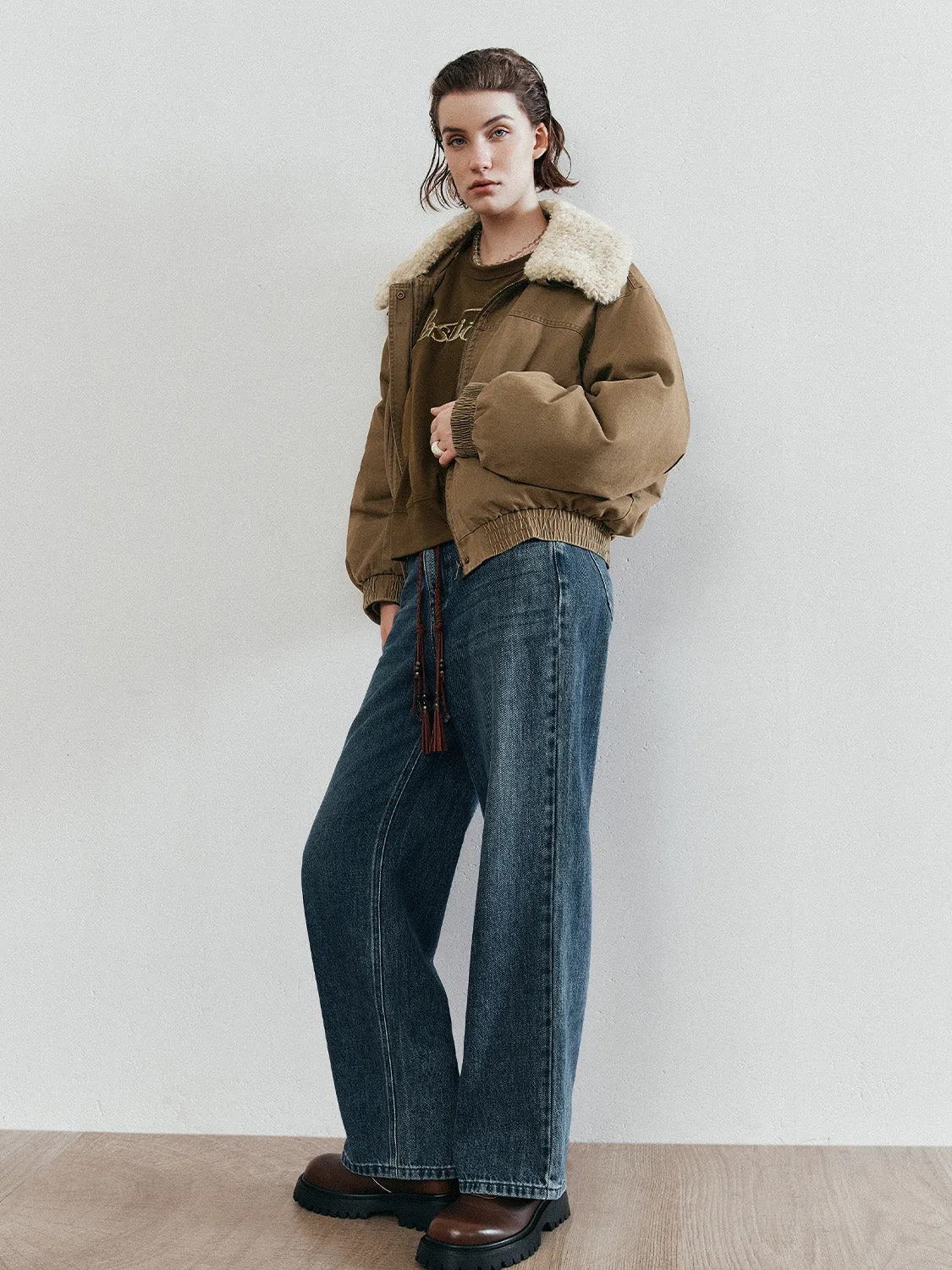 Sherpa Lapel Down Outerwear
