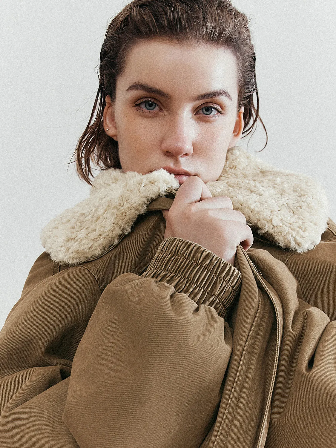 Sherpa Lapel Down Outerwear