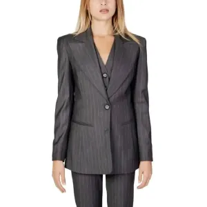 Silence Women Blazer Grey with Buttons and Lapel Collar
