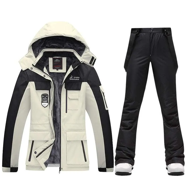Ski Suits Women's Winter Fleece Ski Jackets and Strap Pants