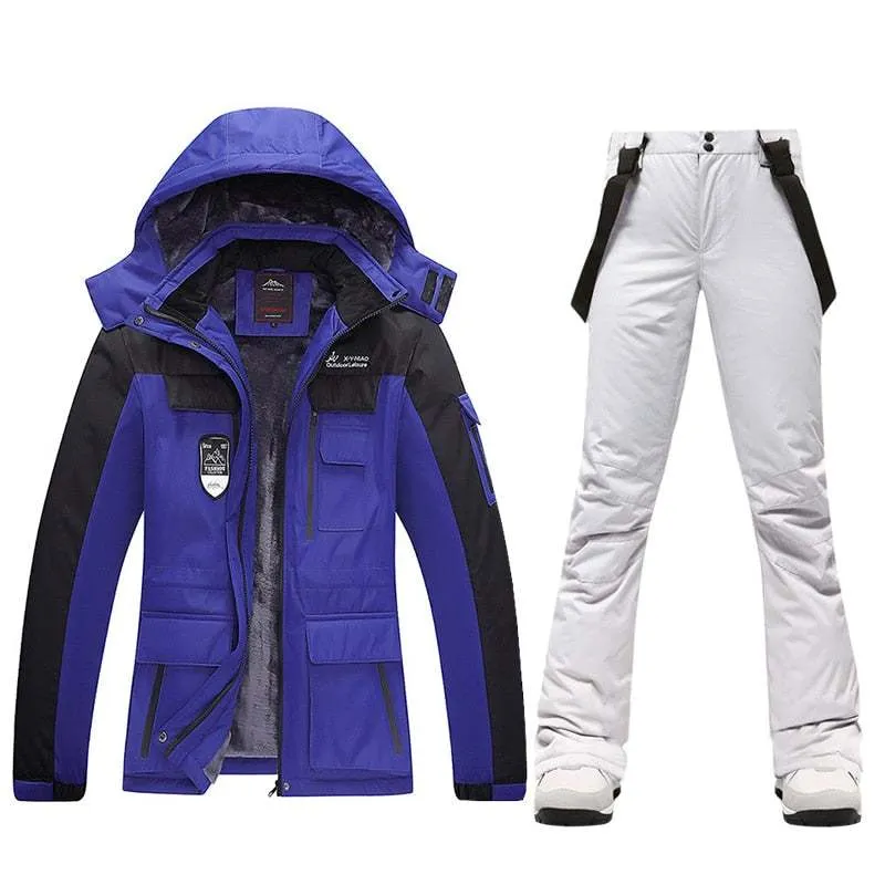 Ski Suits Women's Winter Fleece Ski Jackets and Strap Pants