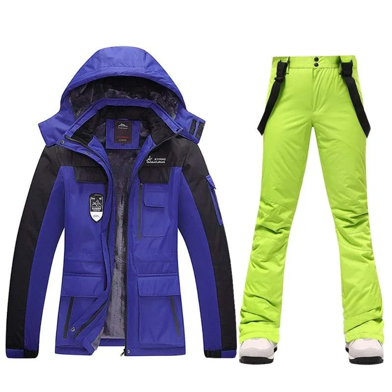 Ski Suits Women's Winter Fleece Ski Jackets and Strap Pants