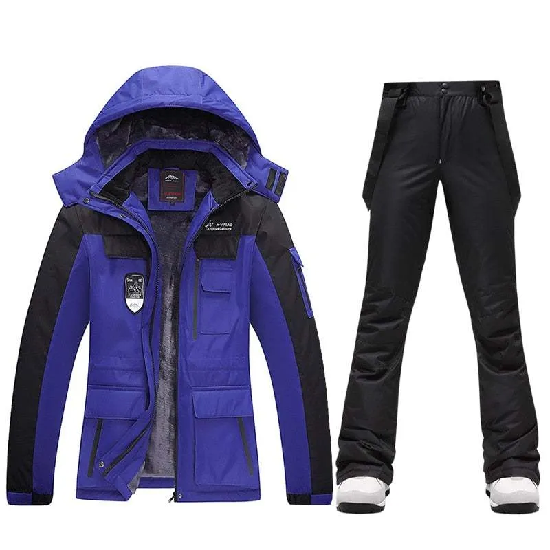 Ski Suits Women's Winter Fleece Ski Jackets and Strap Pants