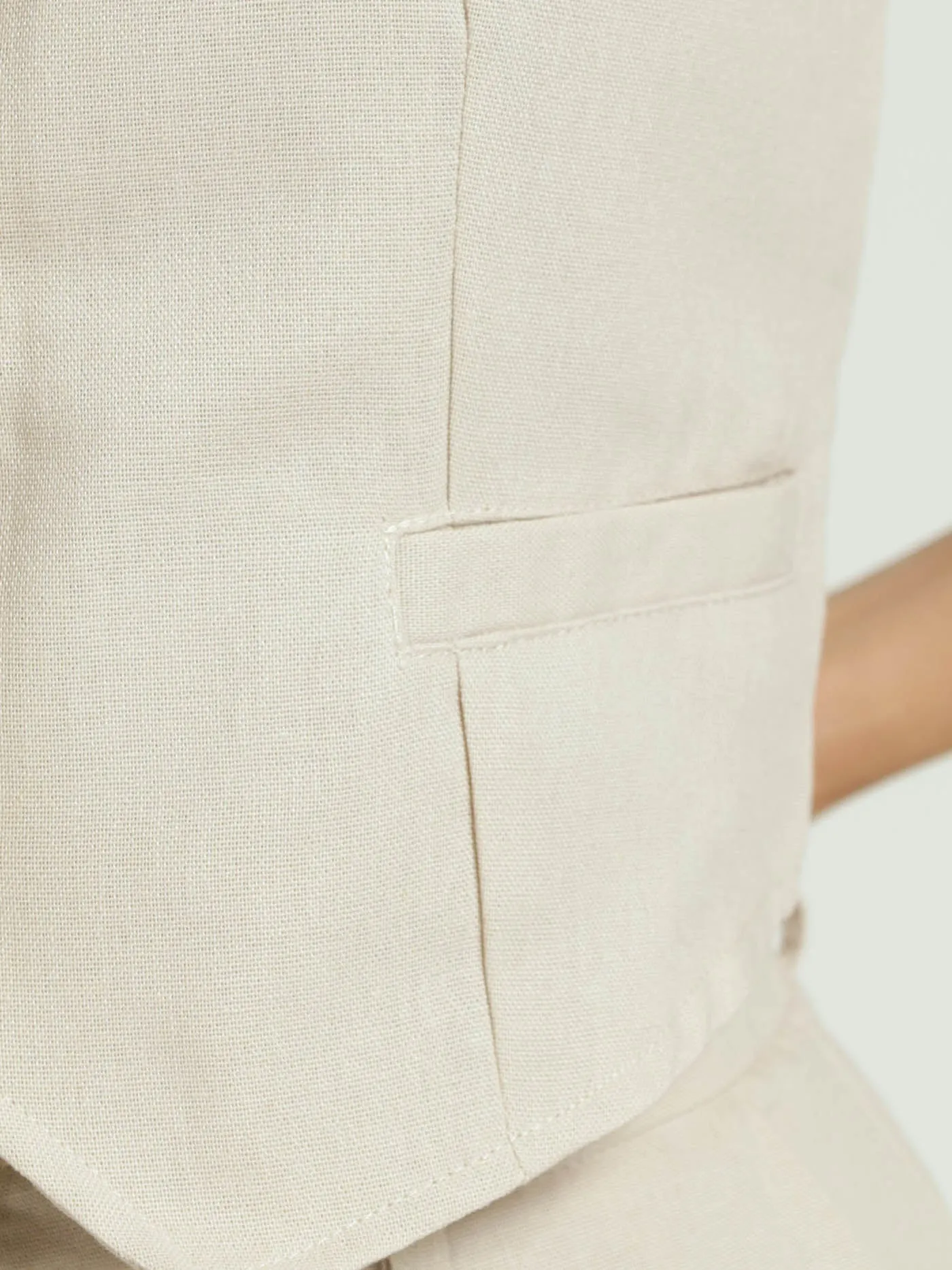 Sleeveless Linen Waistcoat - Oatmeal Melange