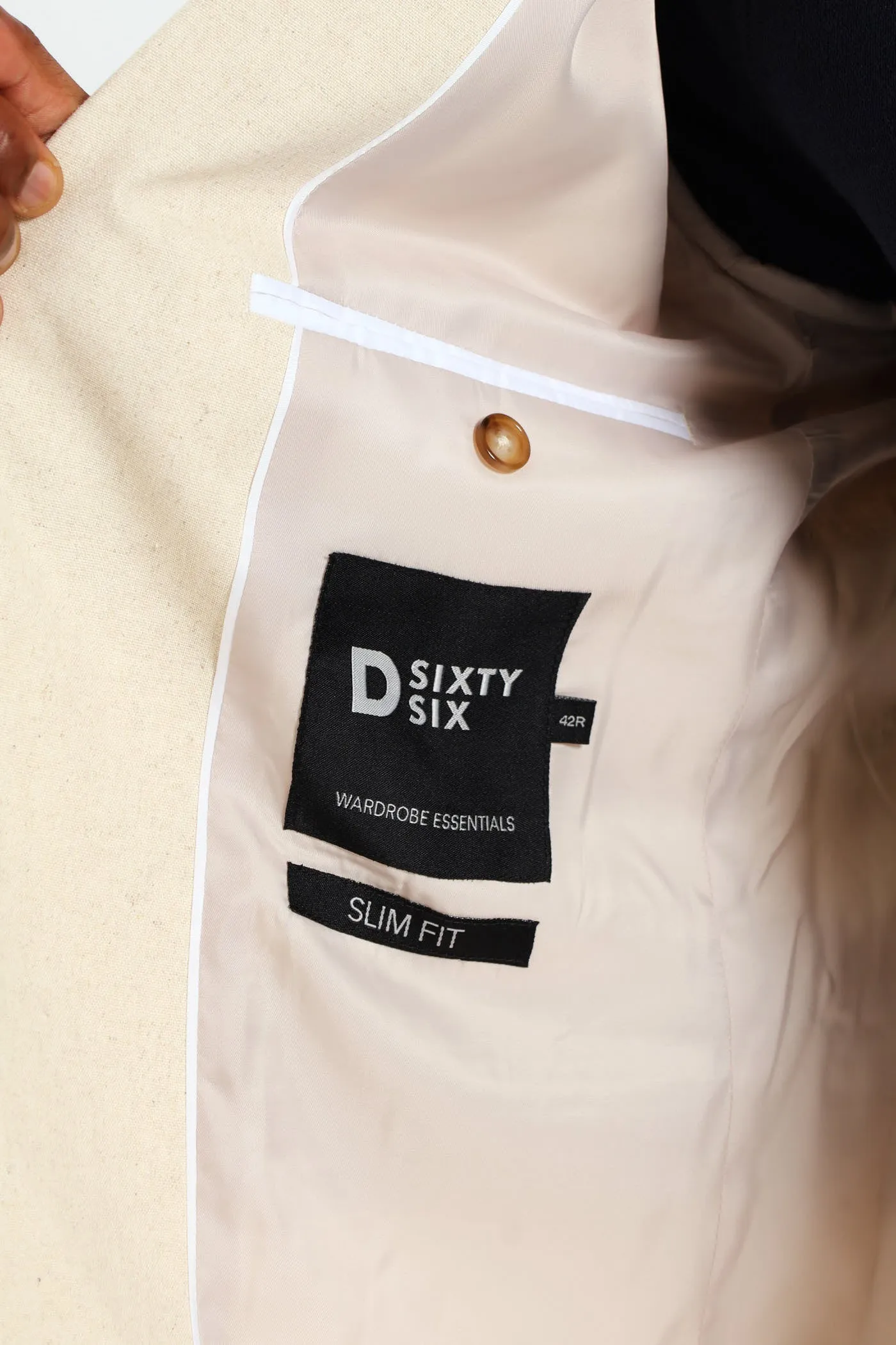 Slim Linen Suit Jacket - Natural