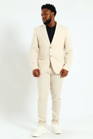 Slim Linen Suit Jacket - Natural