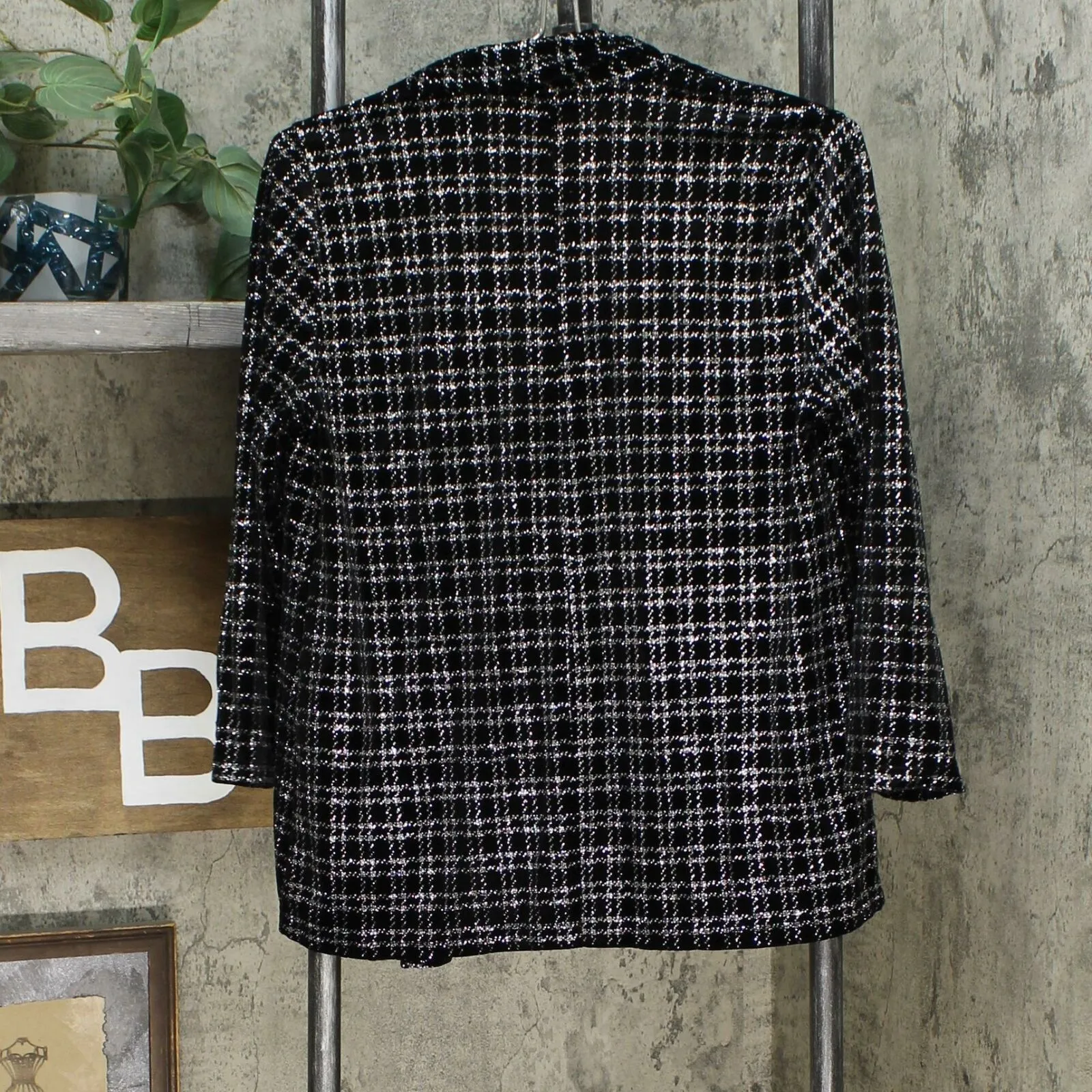 Slinky Brand Women's Sparkle Plaid Velvet Jacket