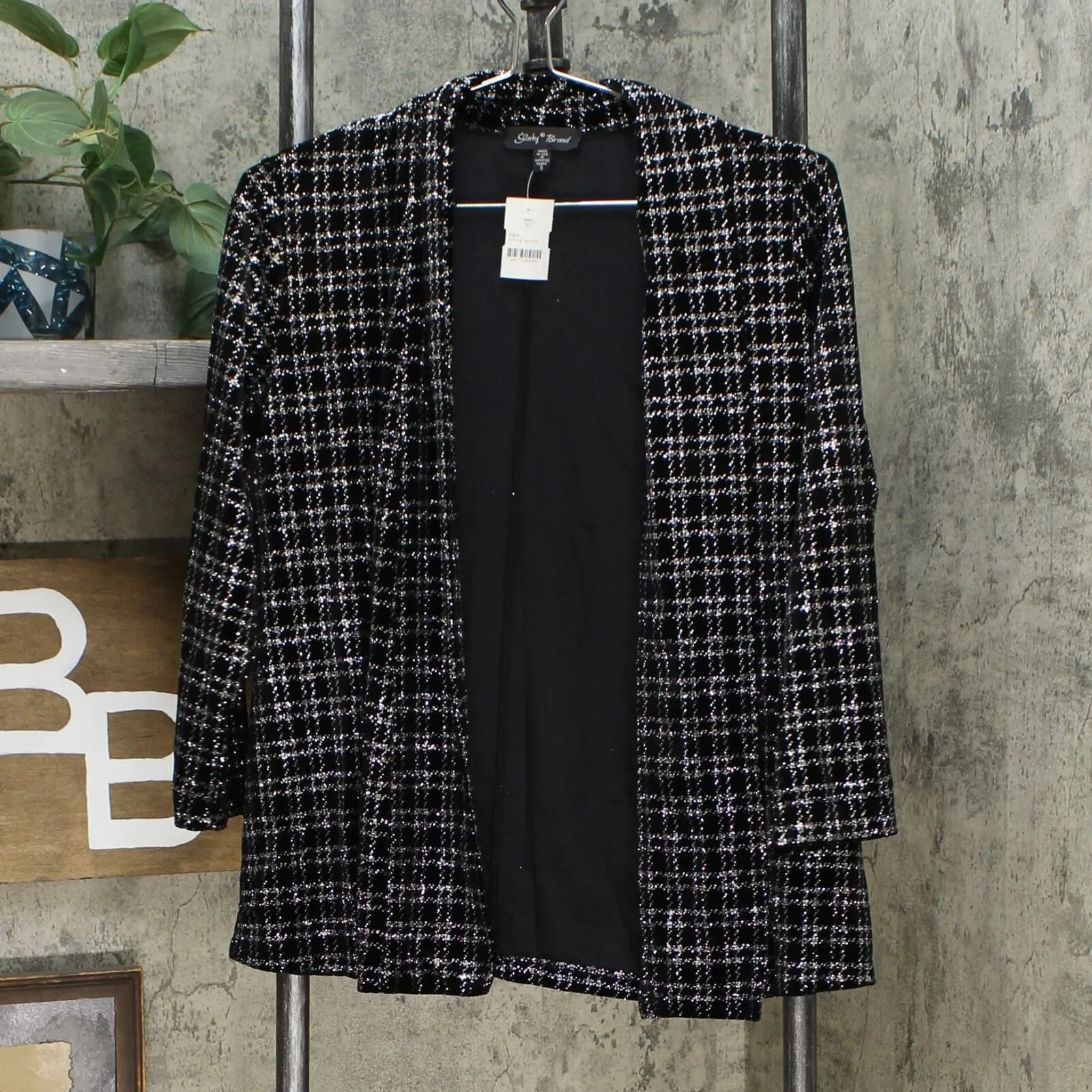 Slinky Brand Women's Sparkle Plaid Velvet Jacket